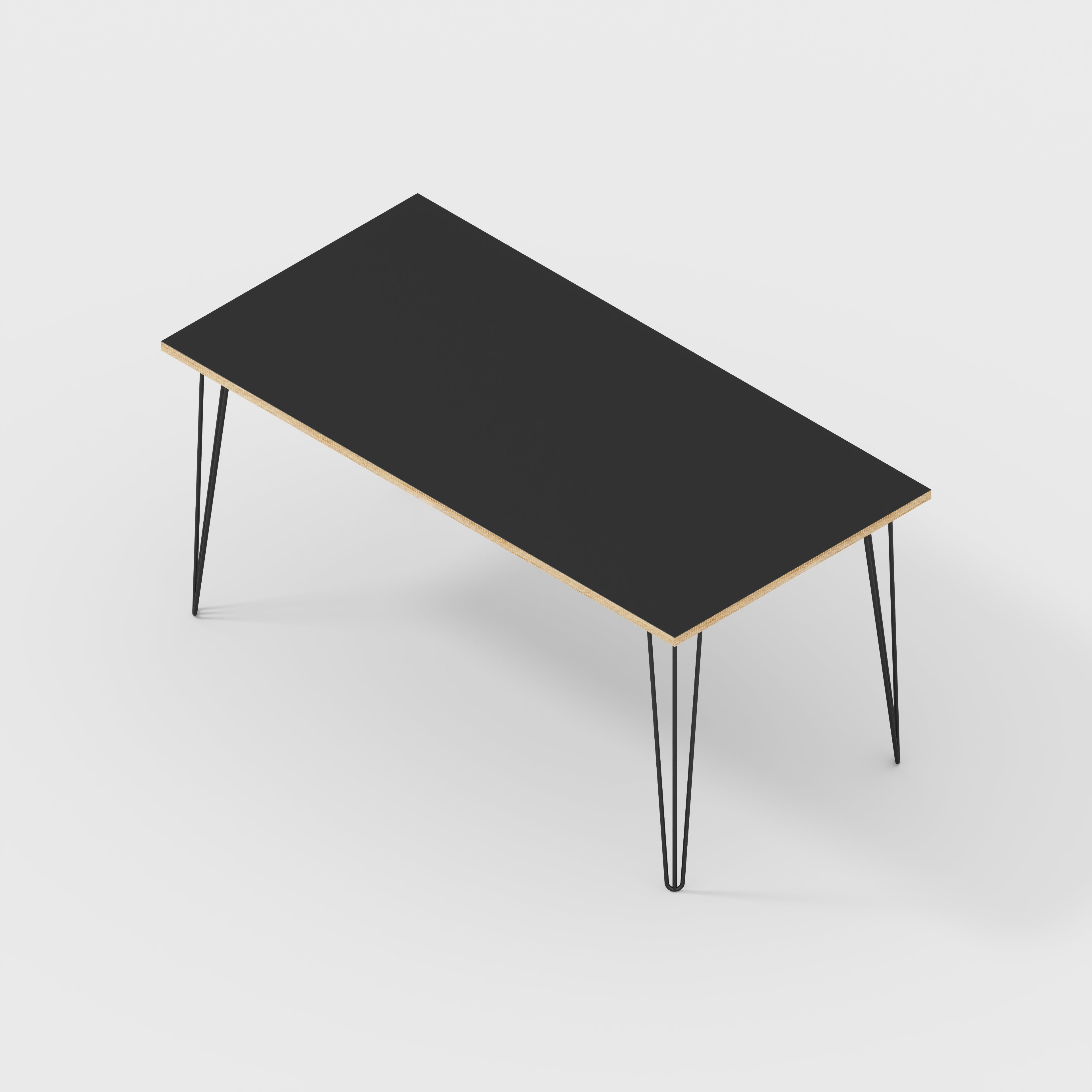 Table with Black Hairpin Legs - Formica Diamond Black - 1600(w) x 800(d)