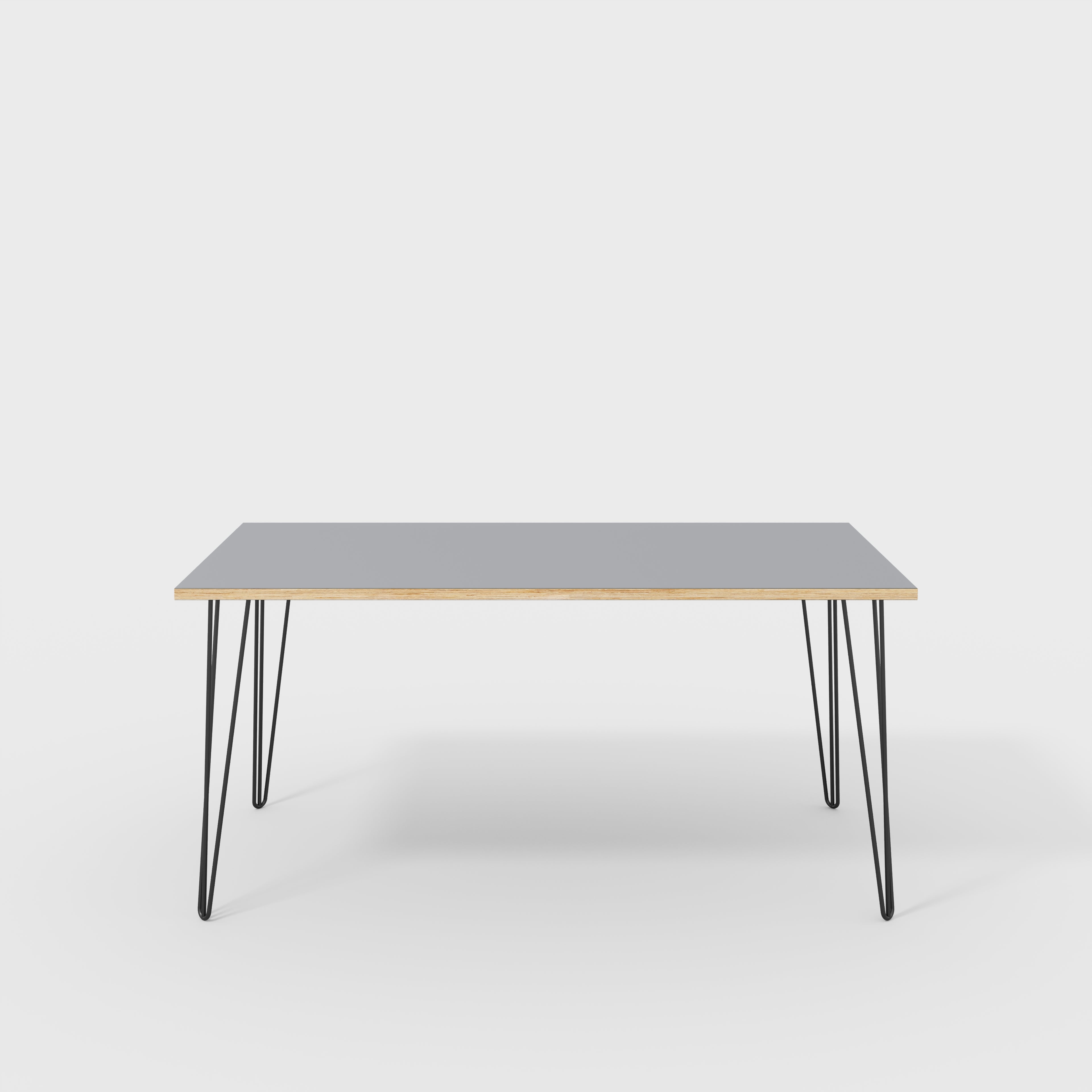 Table with Black Hairpin Legs - Formica Tornado Grey - 1600(w) x 800(d)