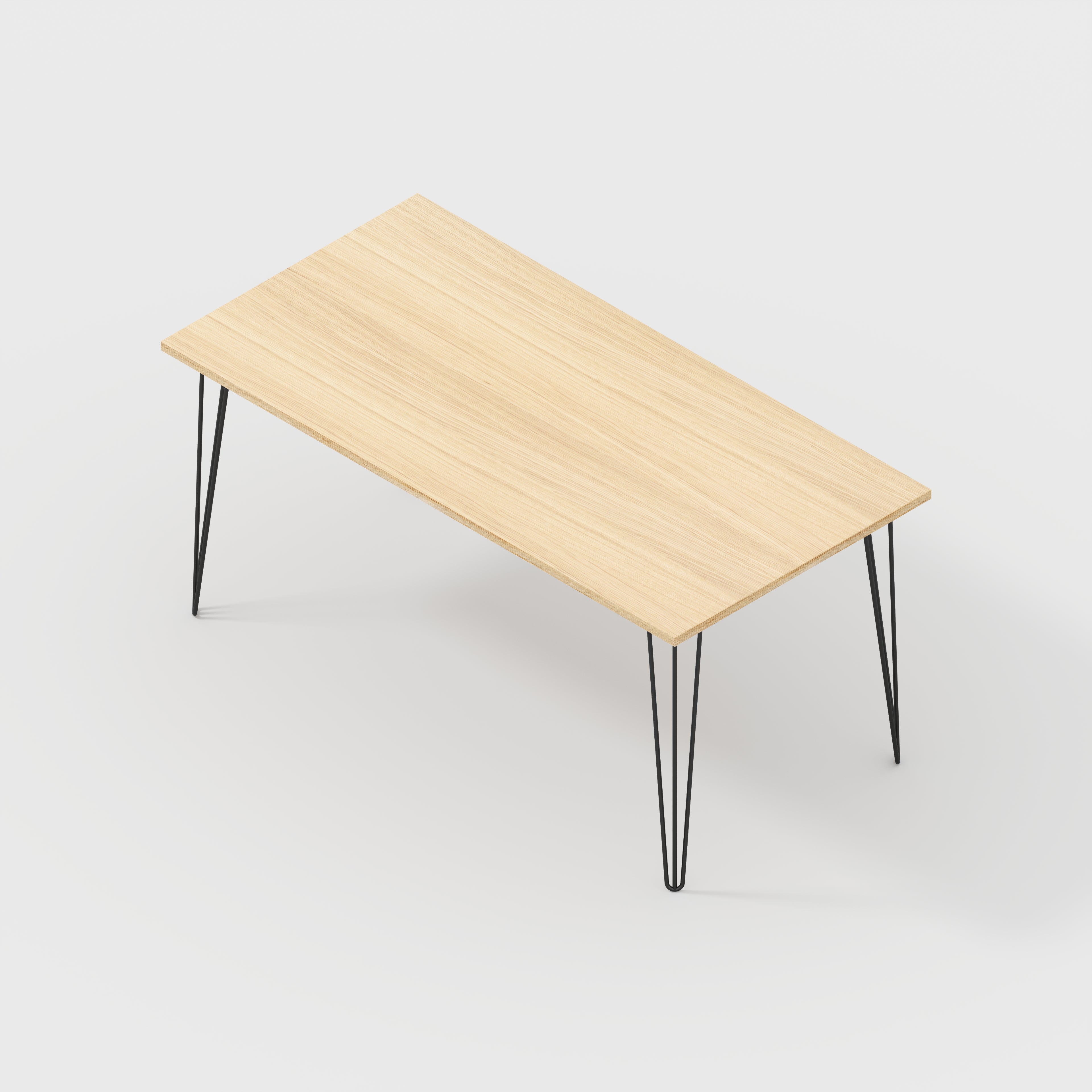 Table with Black Hairpin Legs - Plywood Oak - 1600(w) x 800(d)