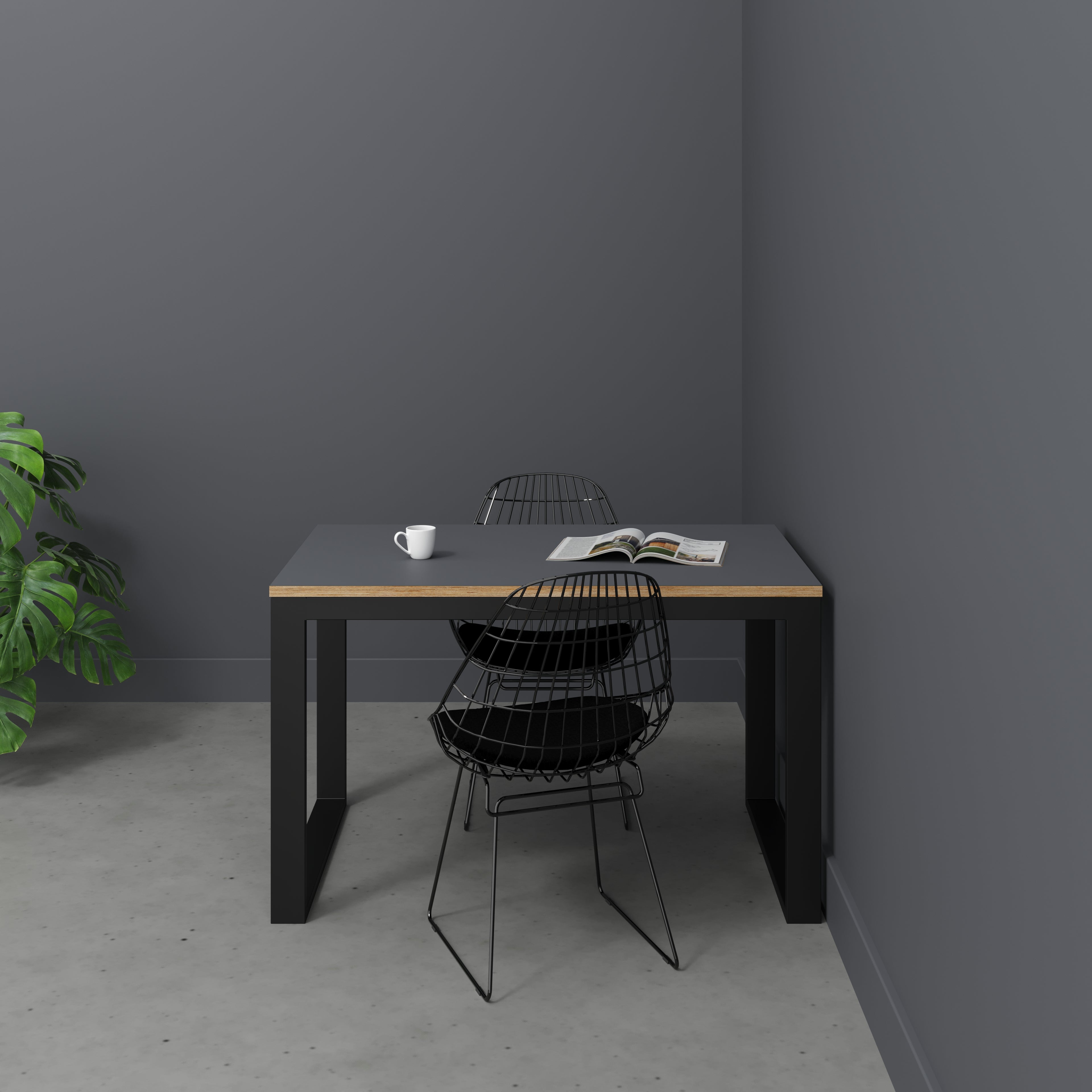 Table with Black Industrial Frame - Formica Tornado Grey - 1200(w) x 745(d) x 735(h)