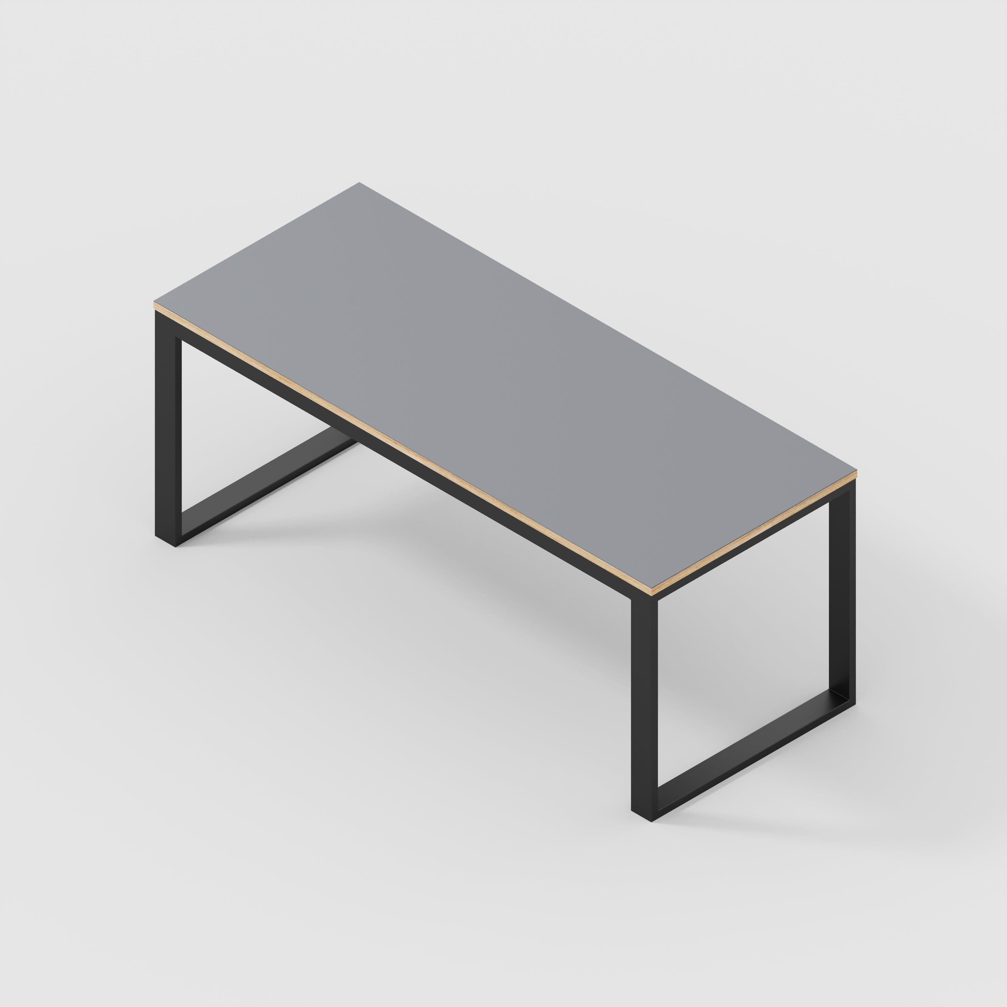 Plywood Table with Black Industrial Frame - Formica Tornado Grey- 1800