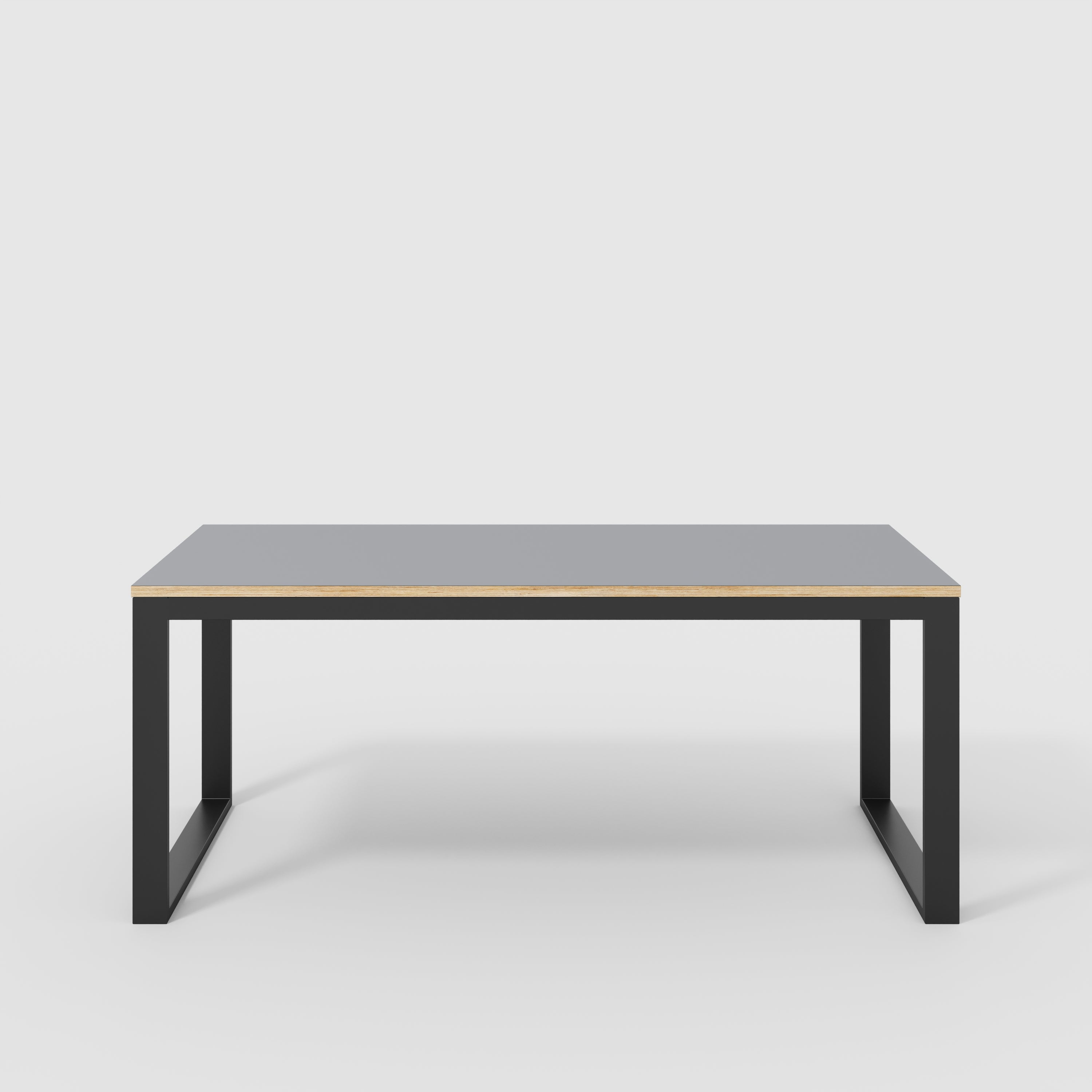 Plywood Table with Black Industrial Frame - Formica Tornado Grey- 1800