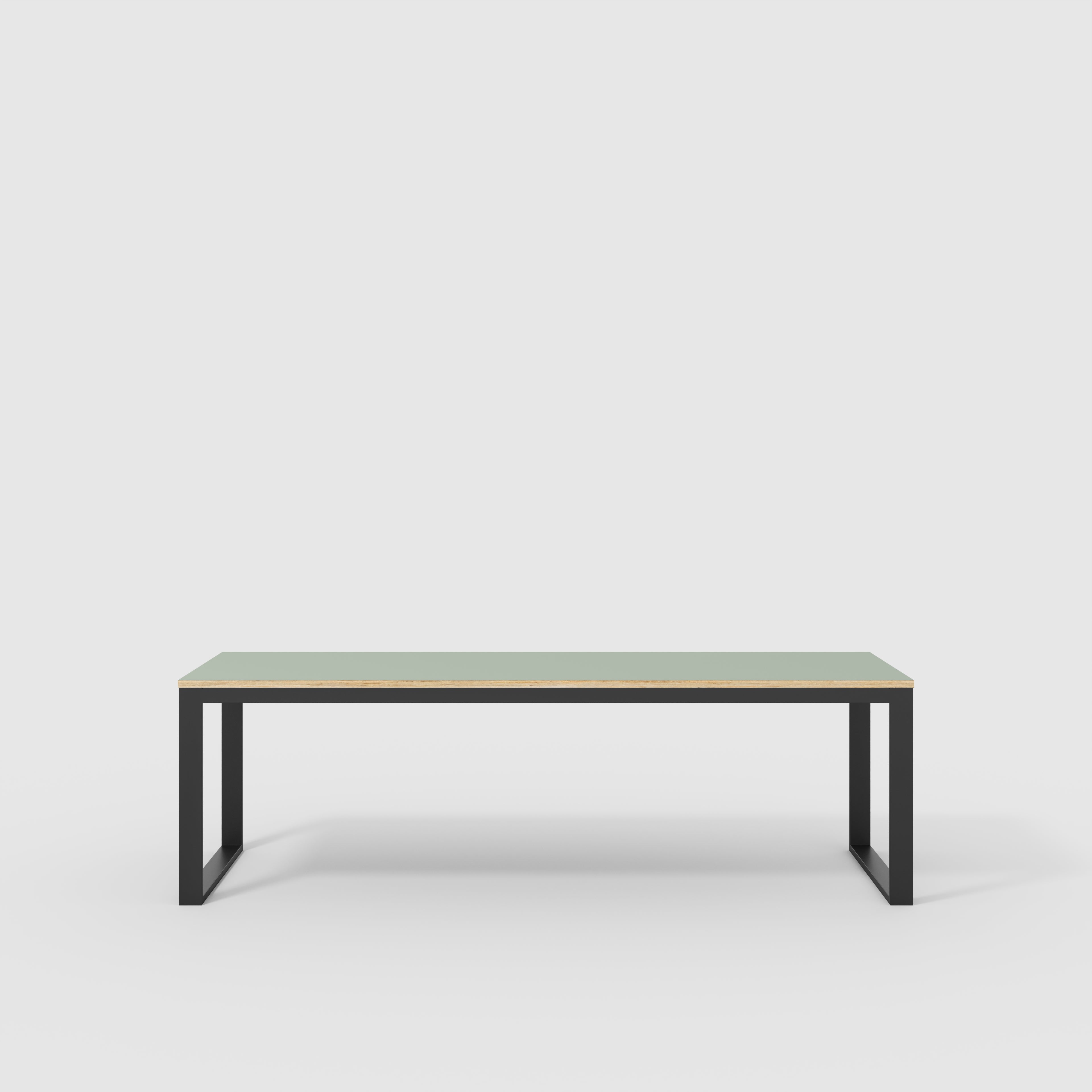 Table with Black Industrial Frame - Formica Green Slate - 2400(w) x 745(d) x 735(h)