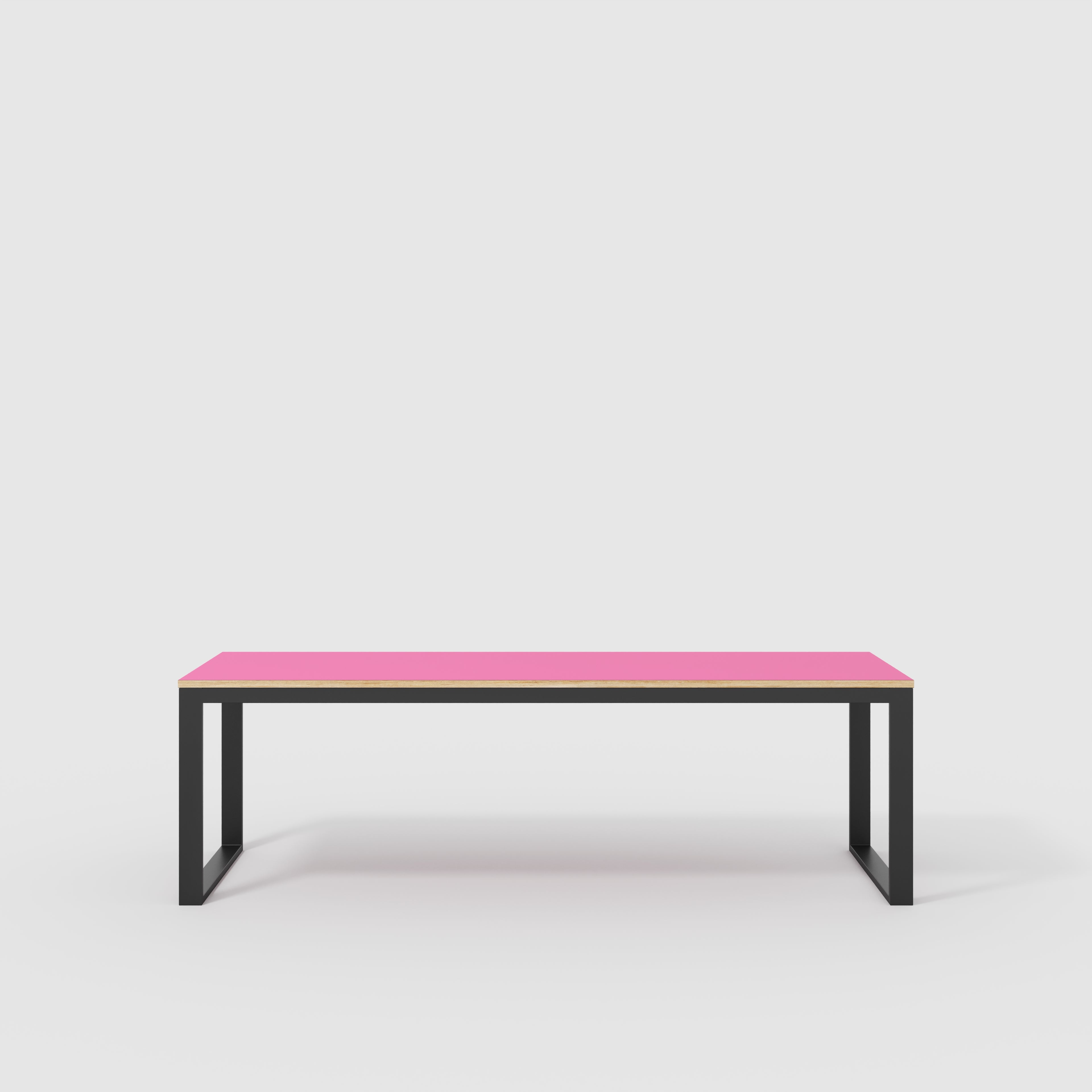 Table with Black Industrial Frame - Formica Juicy Pink - 2400(w) x 745(d) x 735(h)