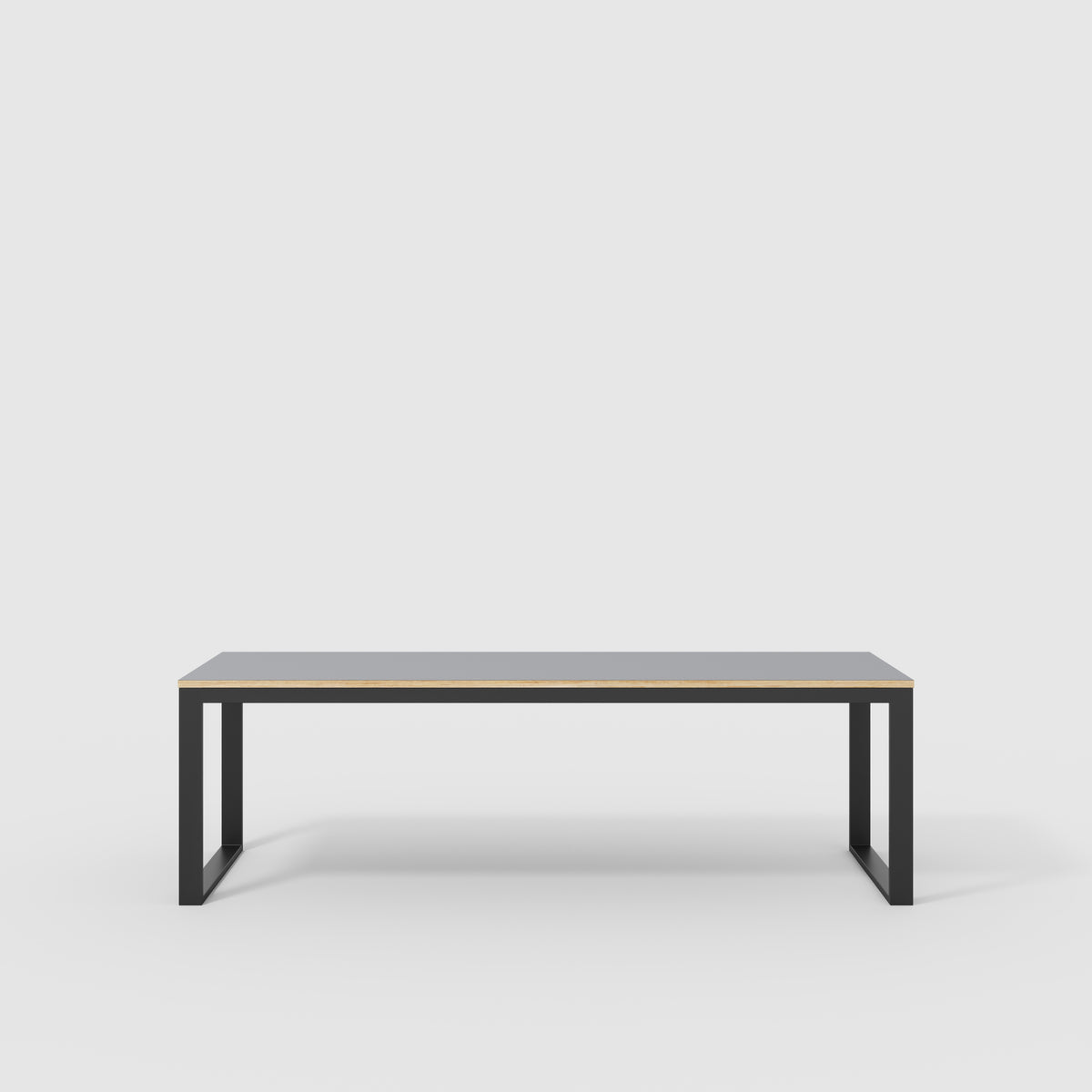 Plywood Table with Black Industrial Frame - Formica Tornado Grey- 2400