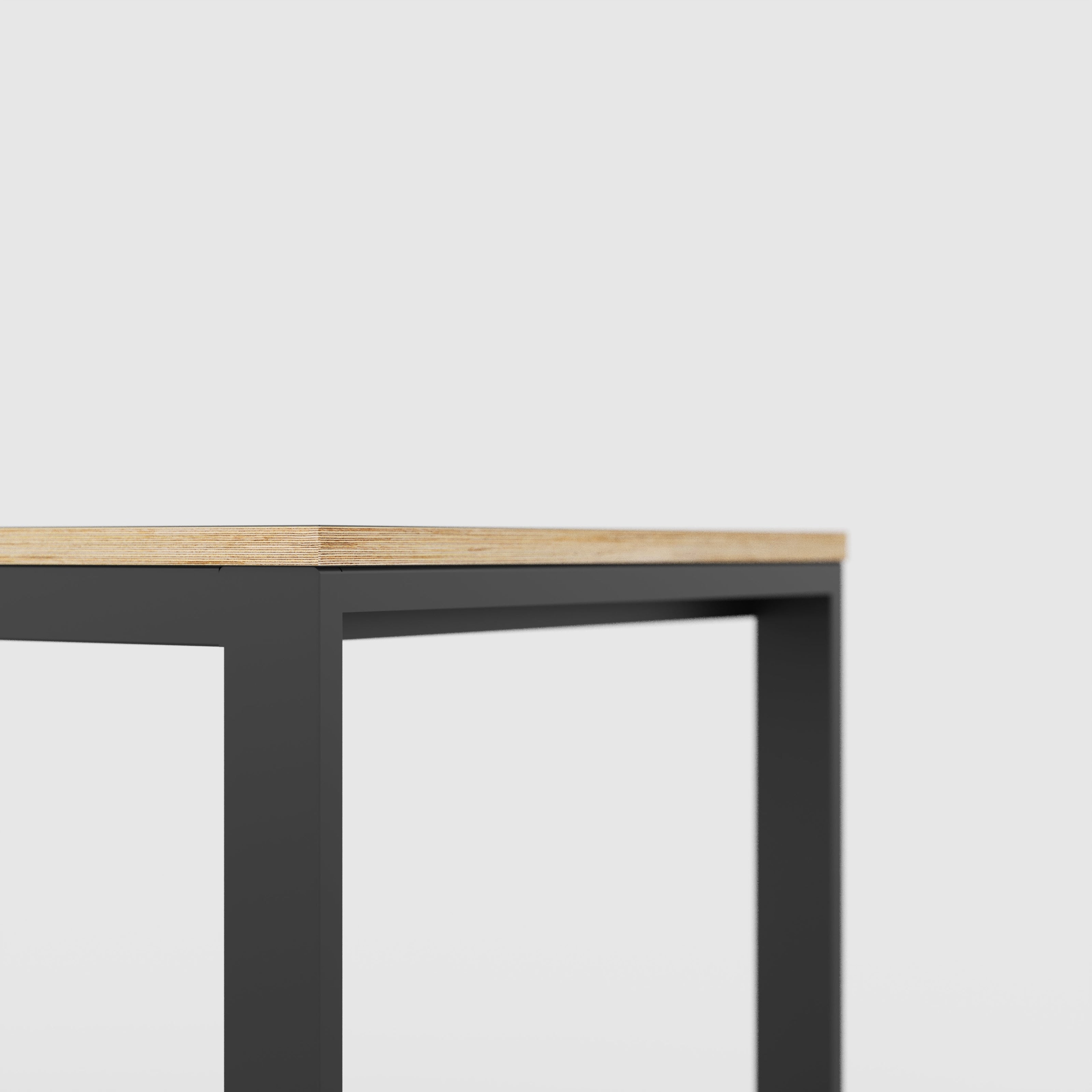 Plywood Table with Black Industrial Frame - Formica Tornado Grey- 1800