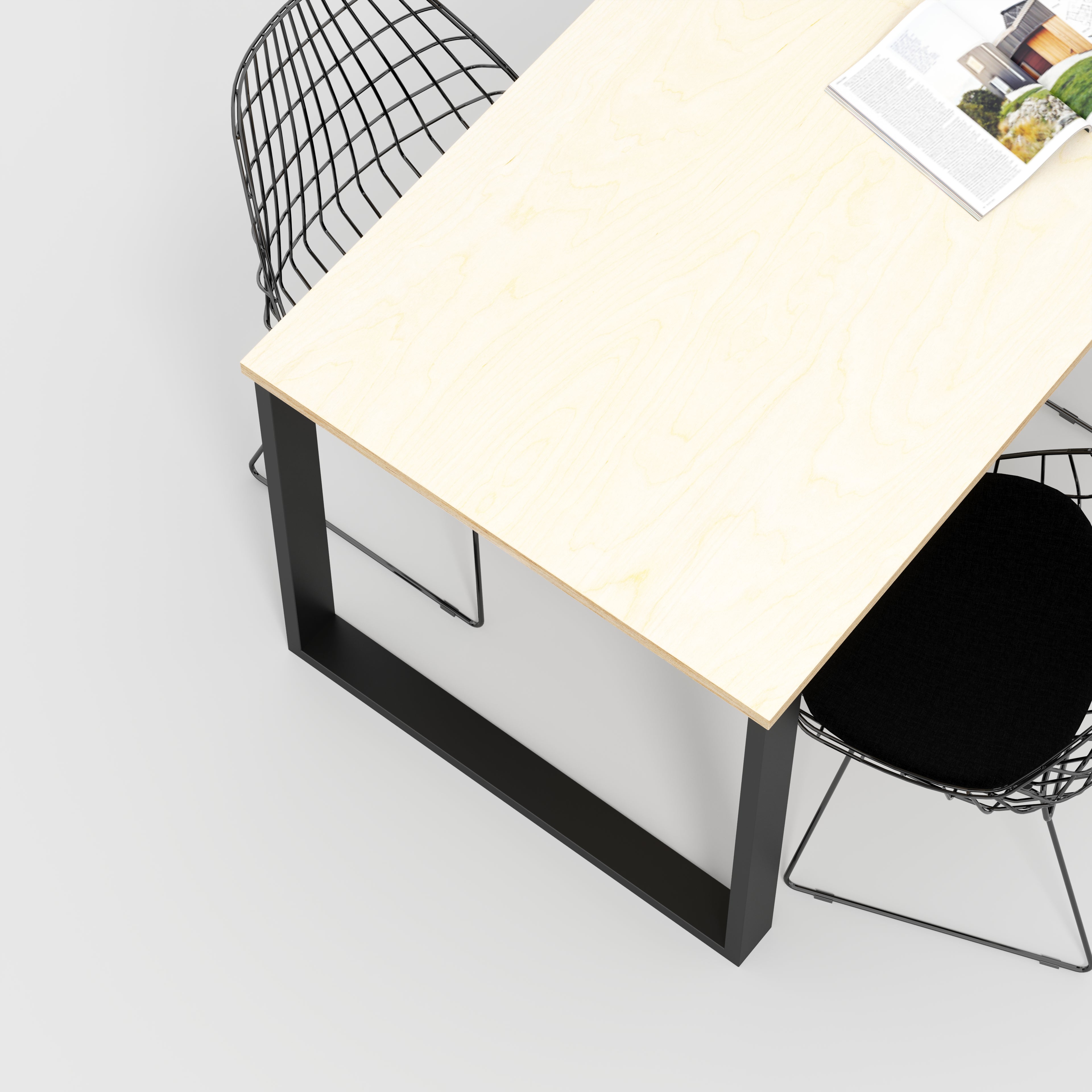 Table with Black Industrial Legs - Plywood Birch - 1600(w) x 800(d)