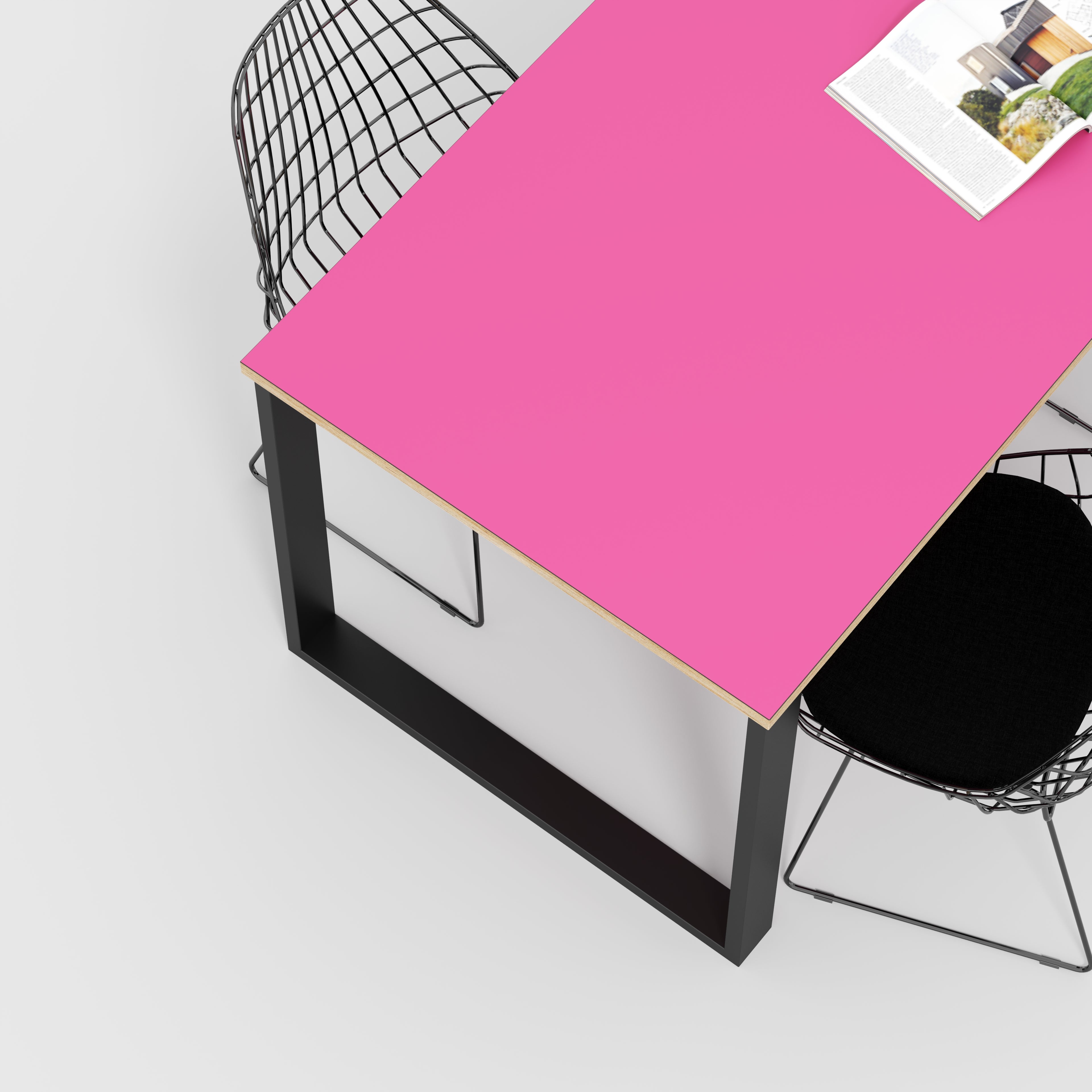 Table with Black Industrial Legs - Formica Juicy Pink - 1600(w) x 800(d)