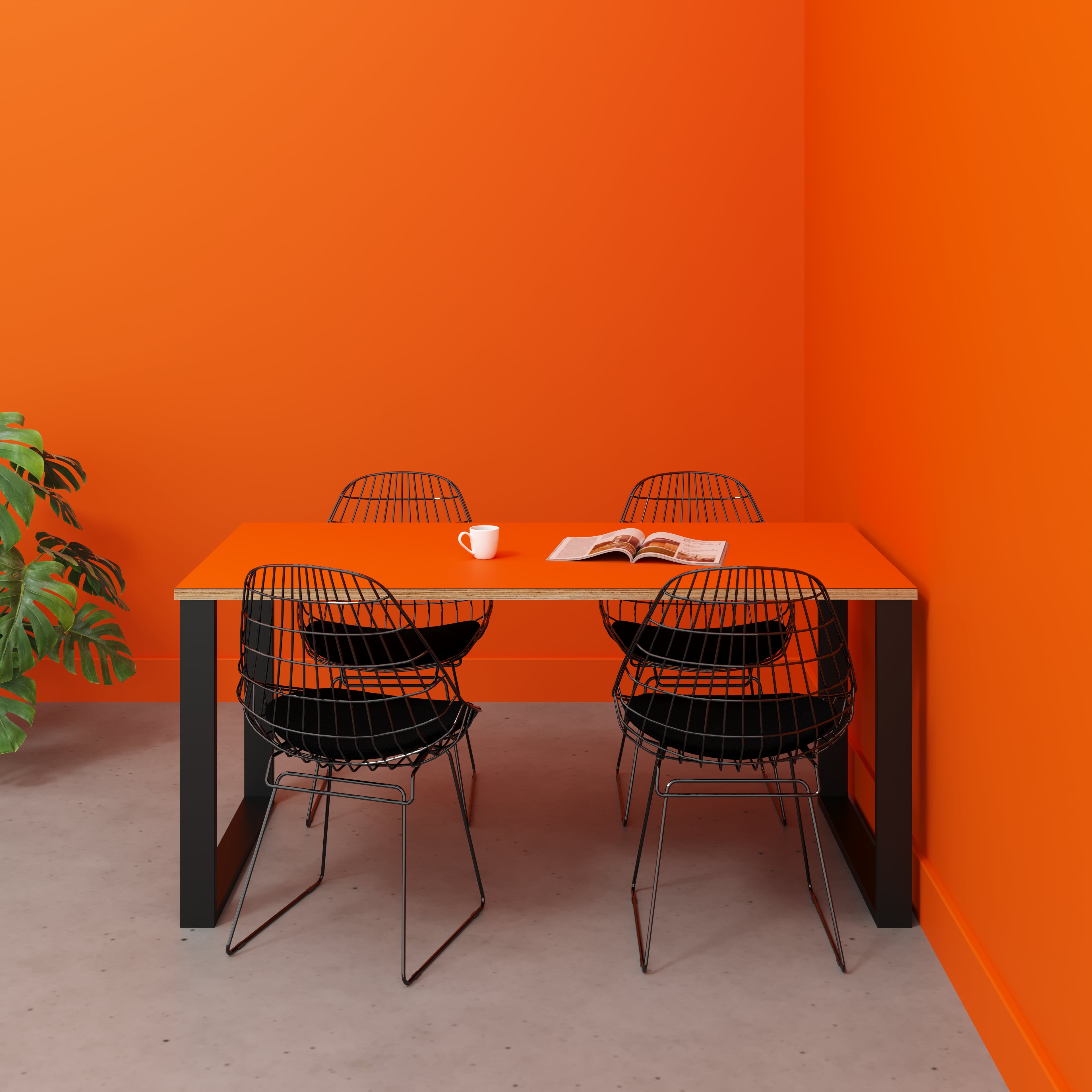 Table with Black Industrial Legs - Formica Levante Orange - 1600(w) x 800(d)