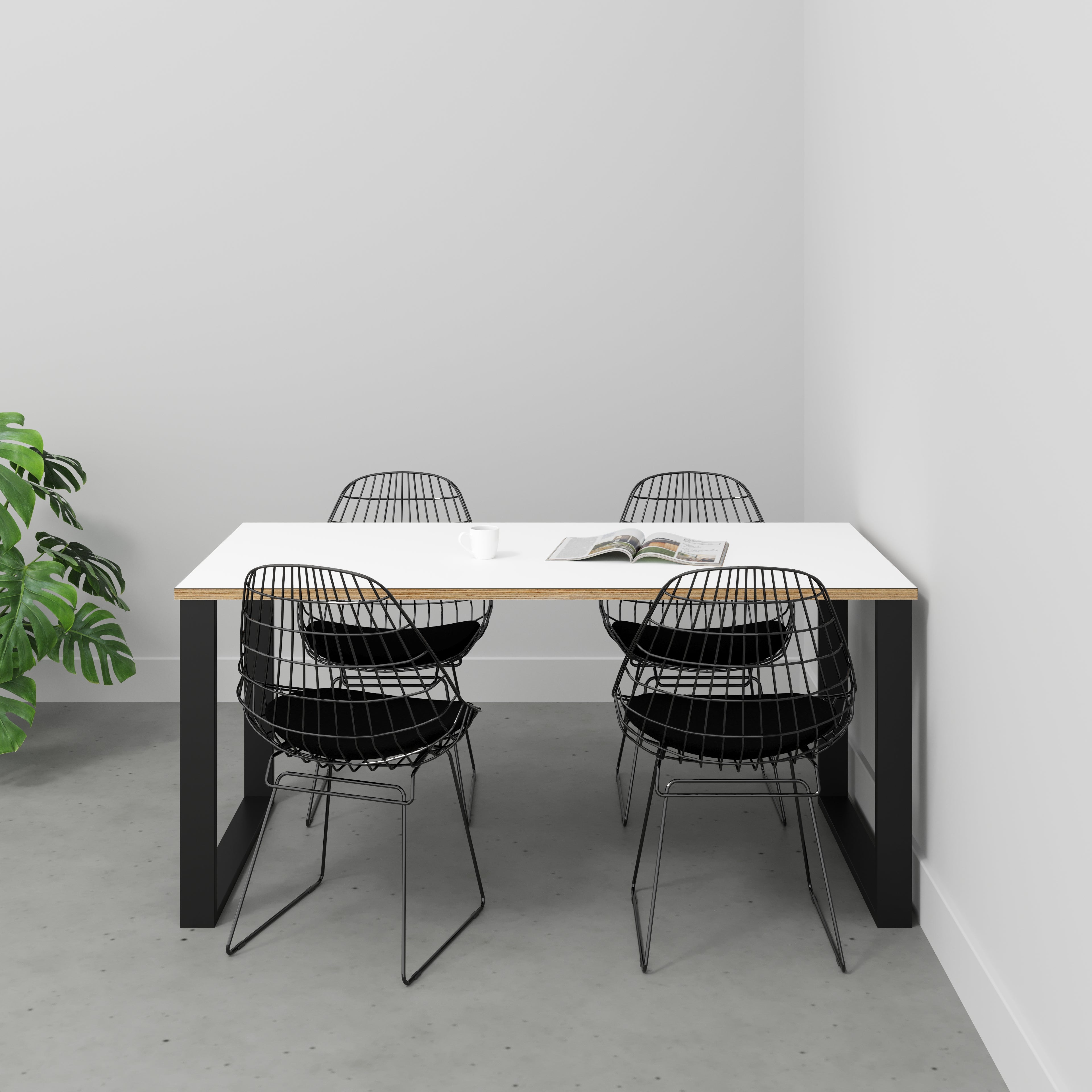 Table with Black Industrial Legs - Formica White - 1600(w) x 800(d)