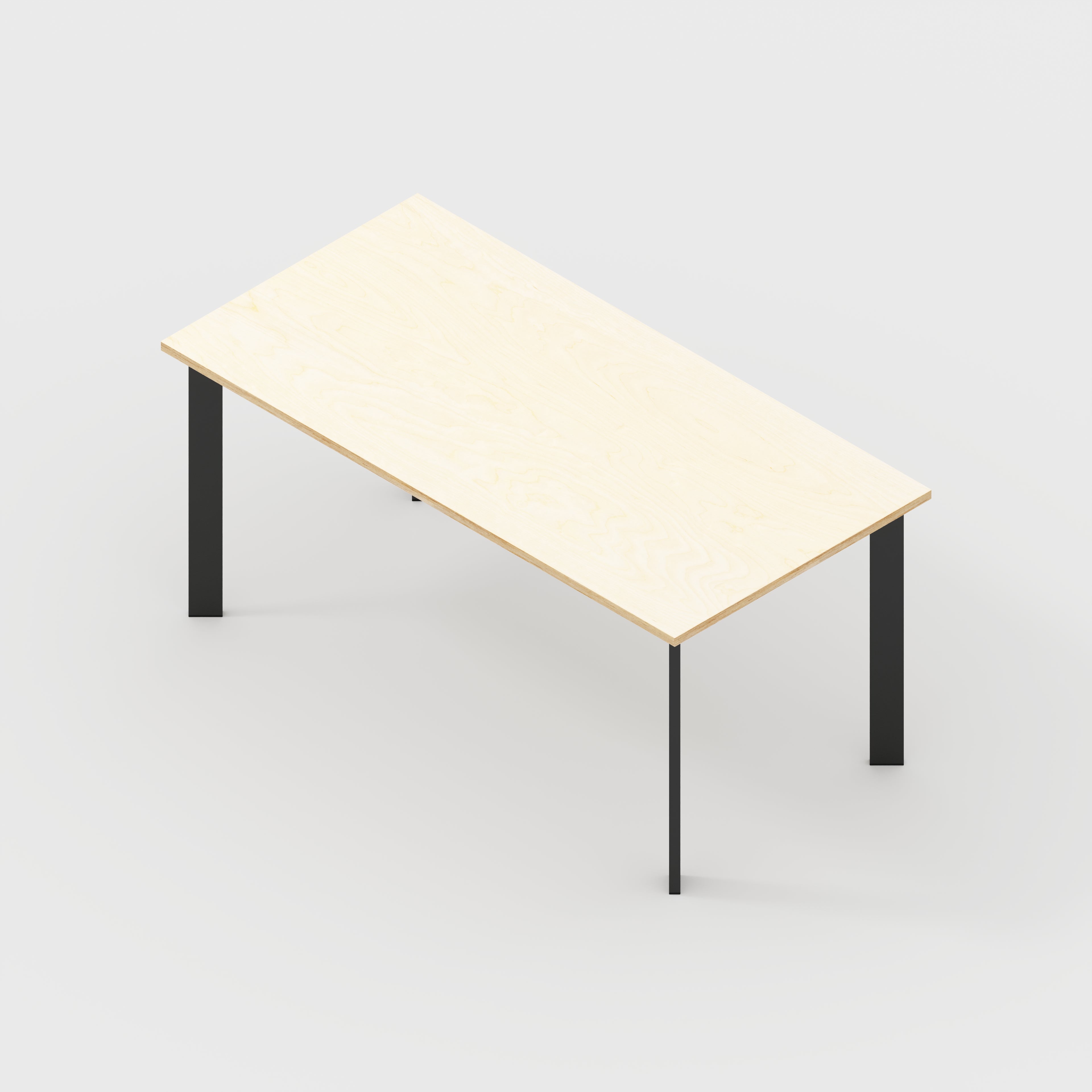 Table with Black Rectangular Single Pin Legs - Plywood Birch - 1600(w) x 800(d) x 735(h)