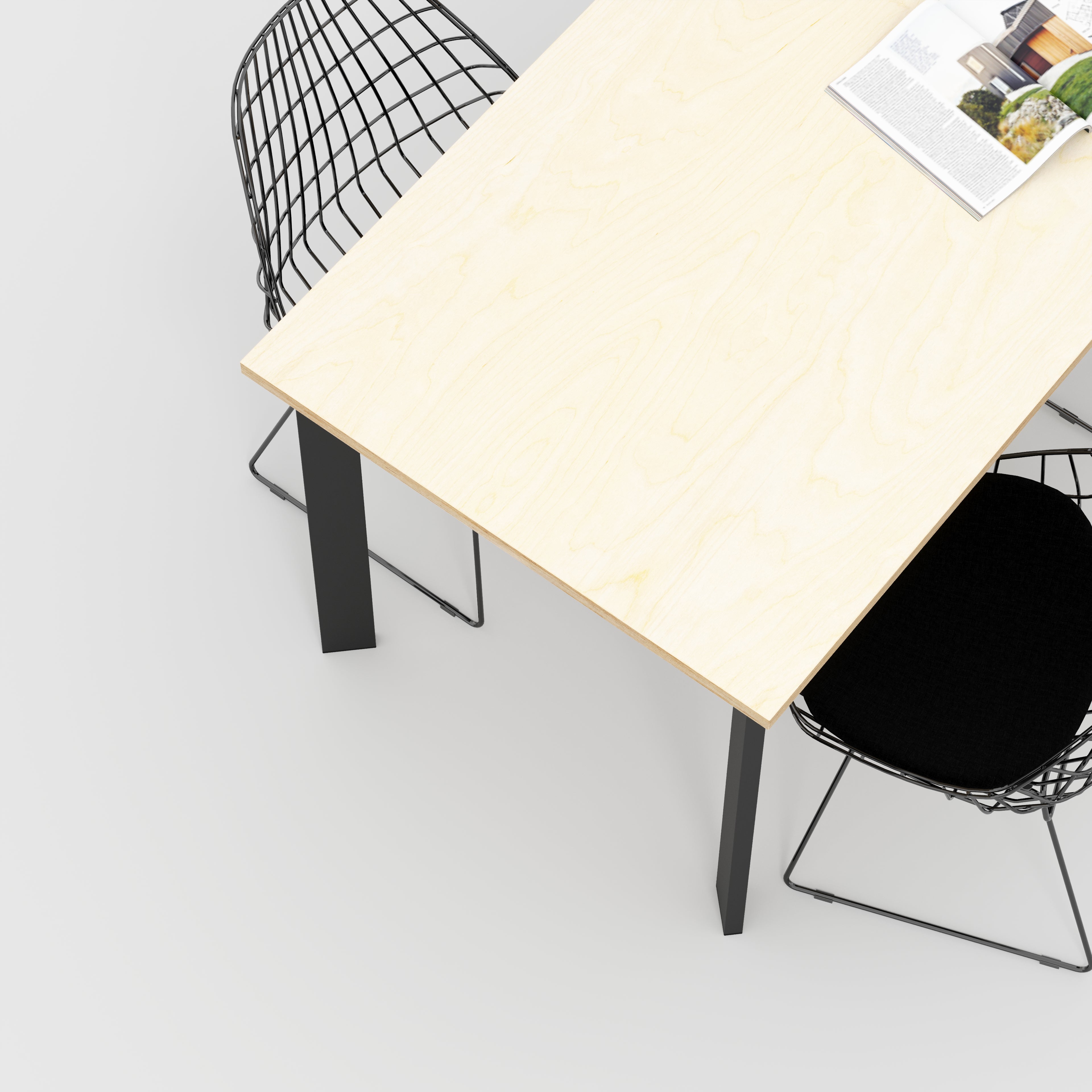Custom Plywood Table with Rectangular Single Pin Legs