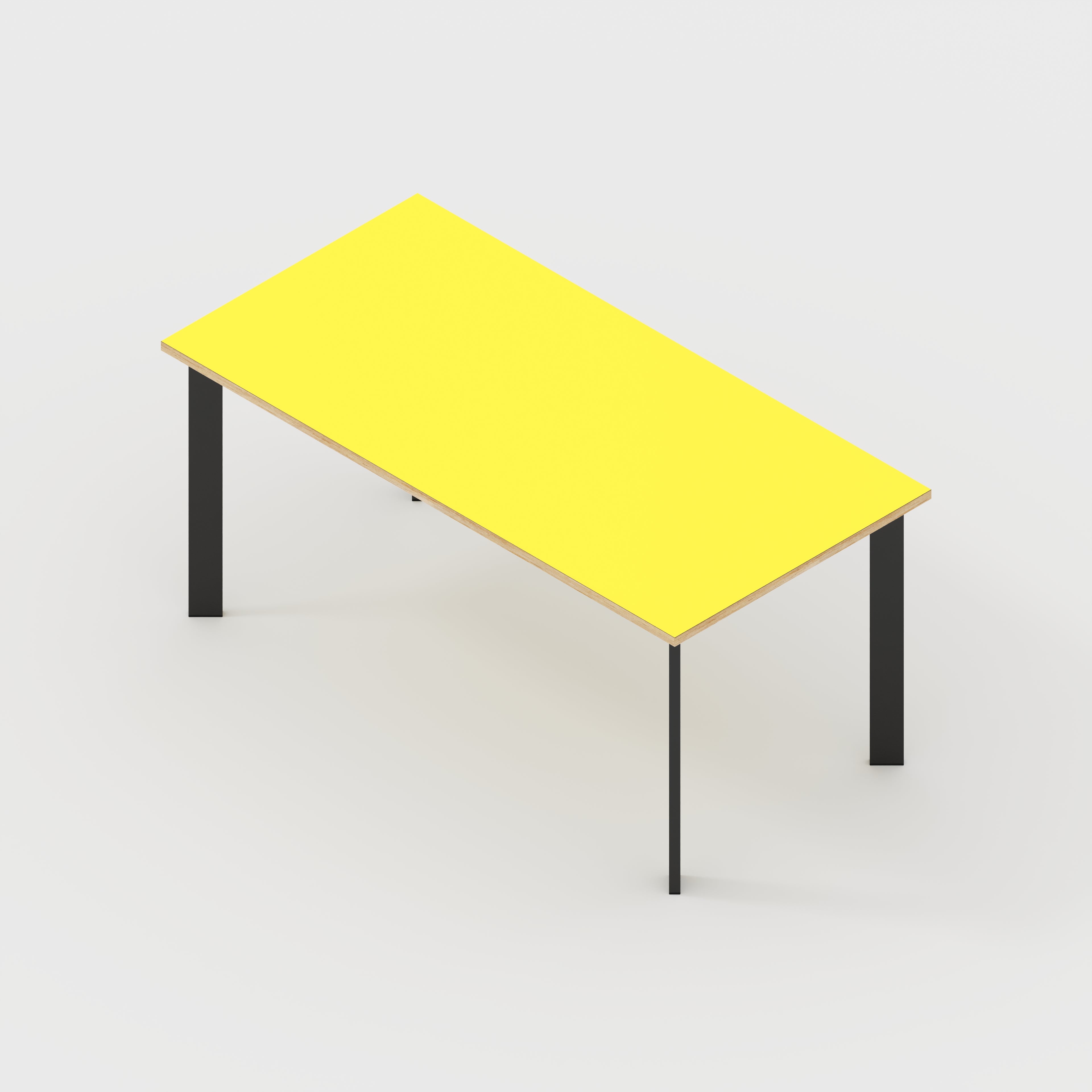 Table with Black Rectangular Single Pin Legs - Formica Chrome Yellow - 1600(w) x 800(d) x 735(h)