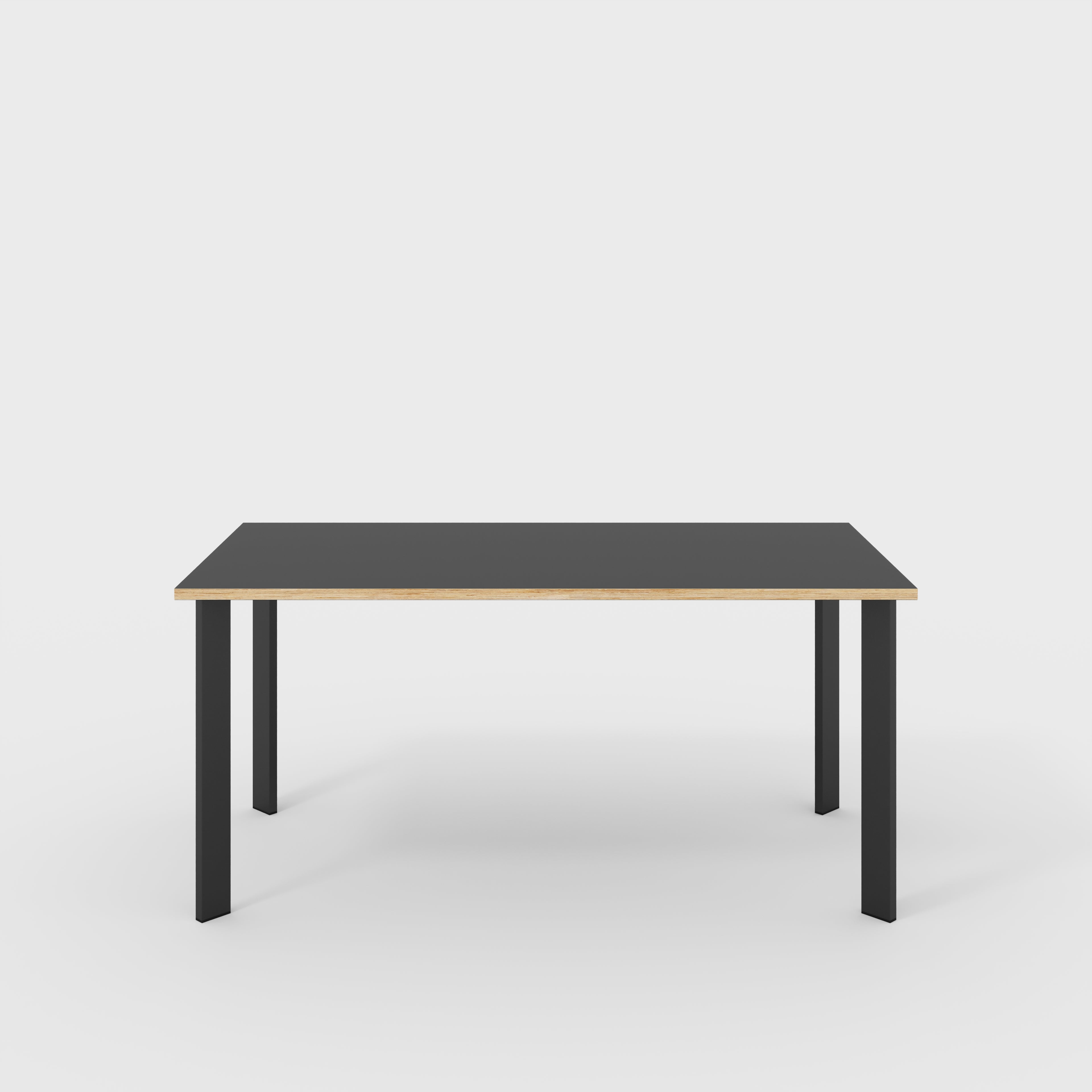 Table with Black Rectangular Single Pin Legs - Formica Diamond Black - 1600(w) x 800(d) x 735(h)