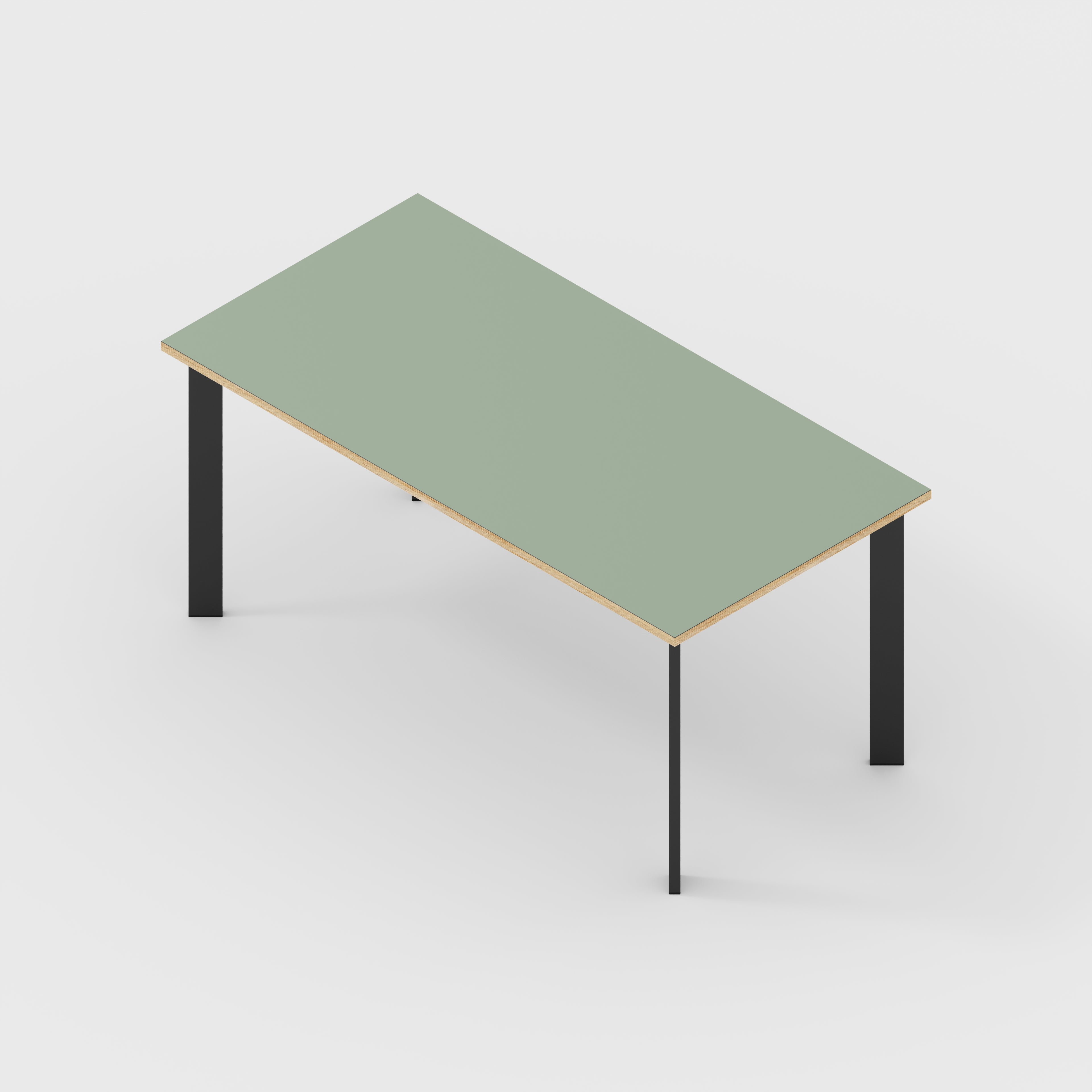 Table with Black Rectangular Single Pin Legs - Formica Green Slate - 1600(w) x 800(d) x 735(h)