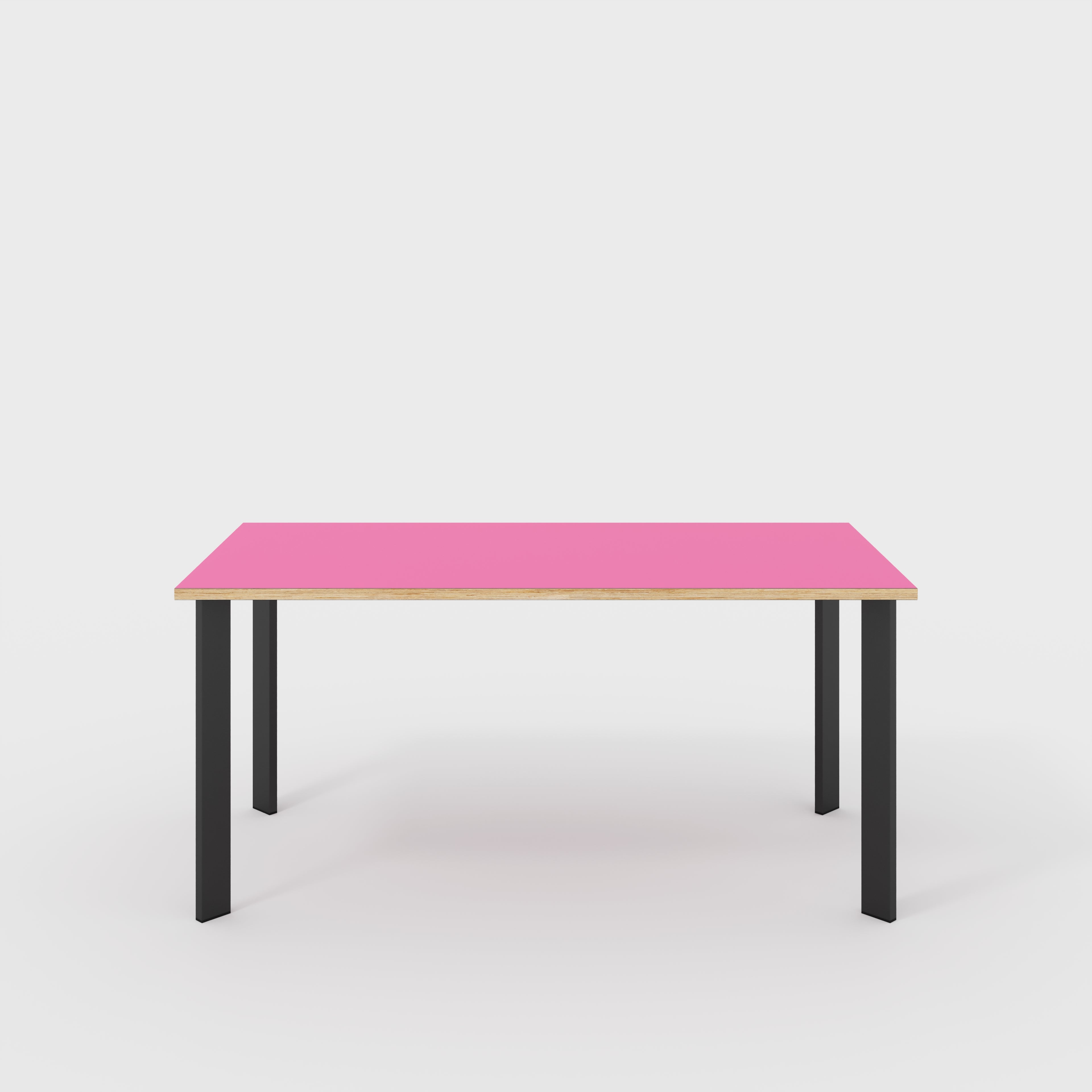 Table with Black Rectangular Single Pin Legs - Formica Juicy Pink - 1600(w) x 800(d) x 735(h)