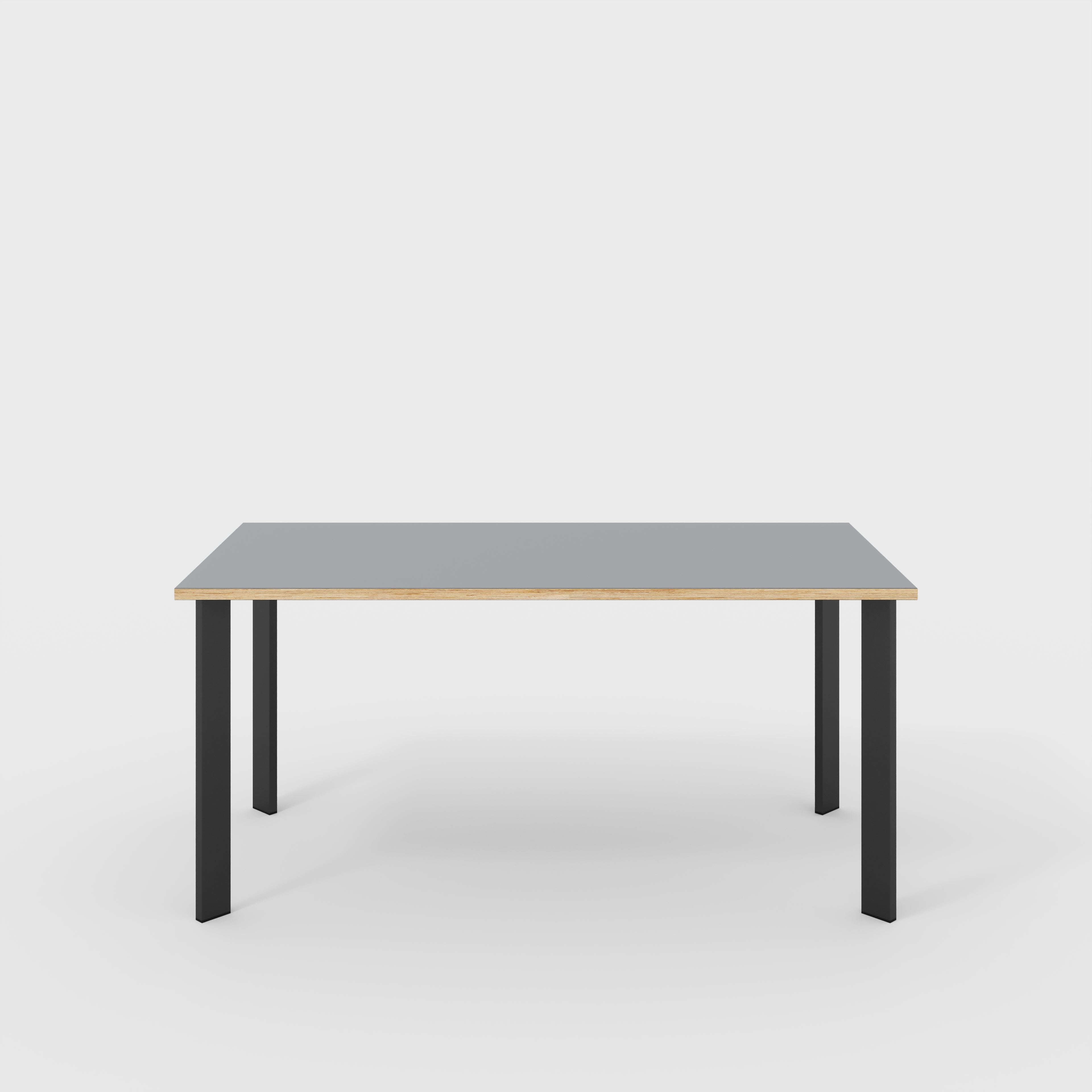 Table with Black Rectangular Single Pin Legs - Formica Tornado Grey - 1600(w) x 800(d) x 735(h)