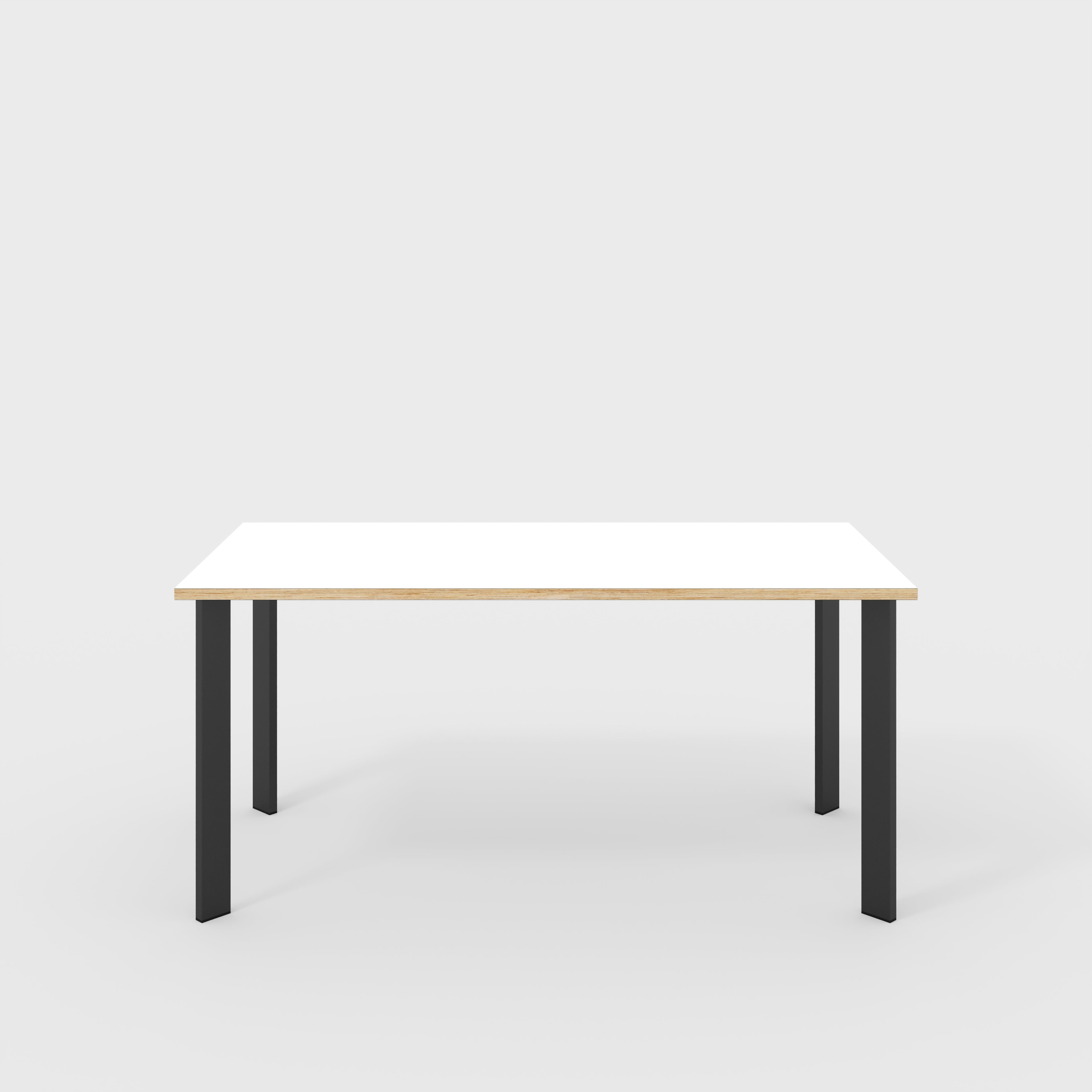 Table with Black Rectangular Single Pin Legs - Formica White - 1600(w) x 800(d) x 735(h)