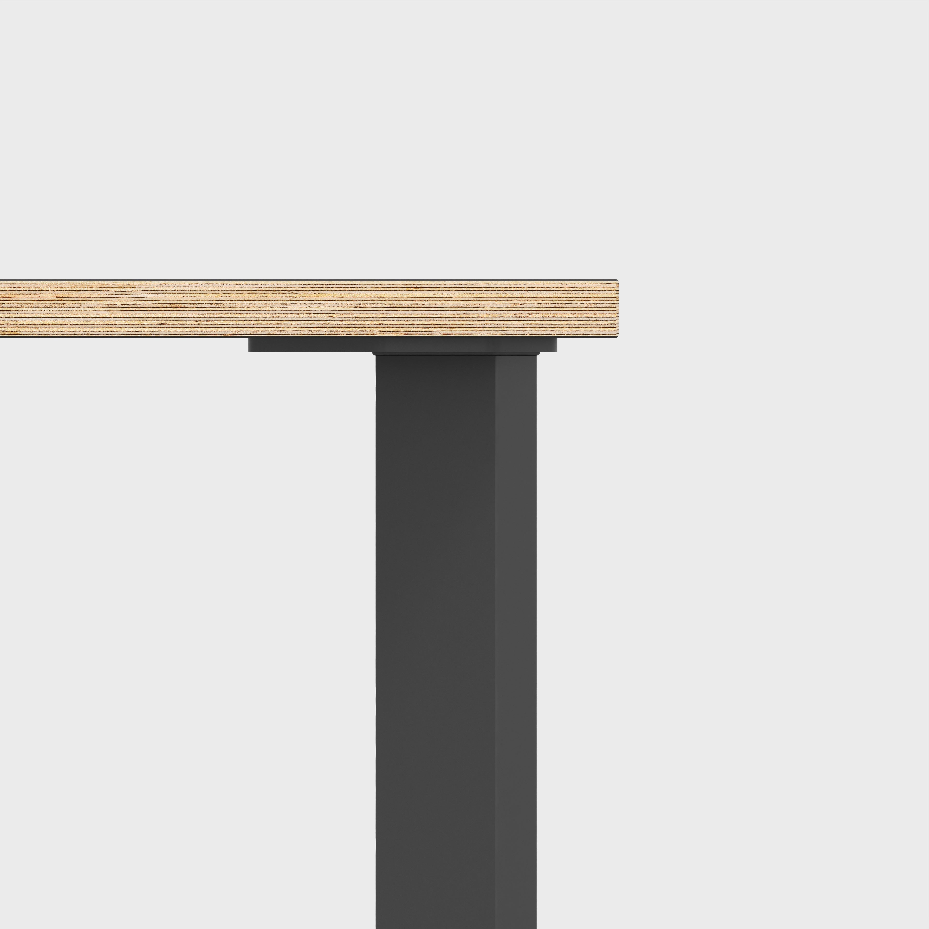 Table with Black Rectangular Single Pin Legs - Plywood Oak - 1600(w) x 800(d) x 735(h)