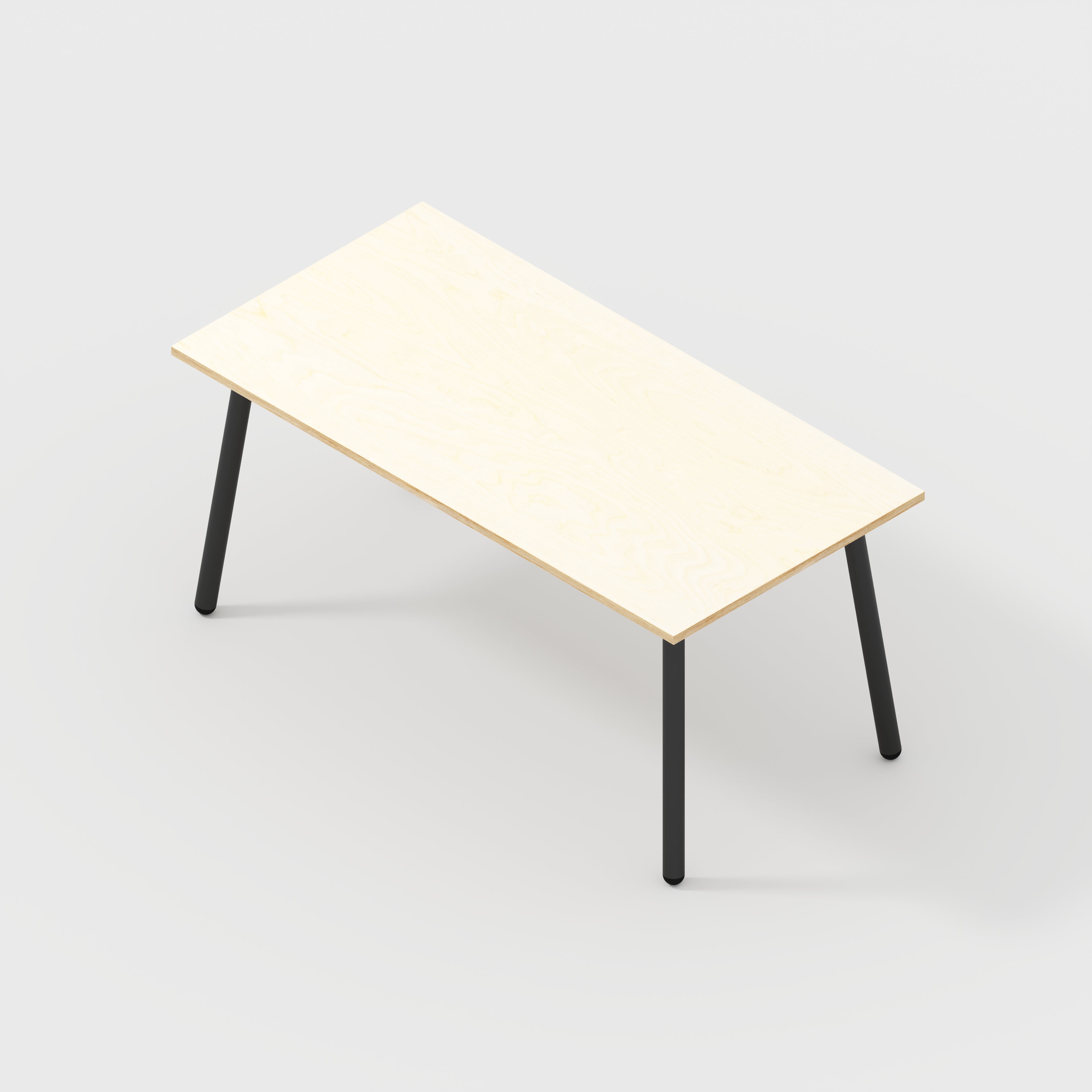 Table with Black Round Single Pin Legs - Plywood Birch - 1680(w) x 1040(d) x 735(h) - 30mm - Profiled Edge