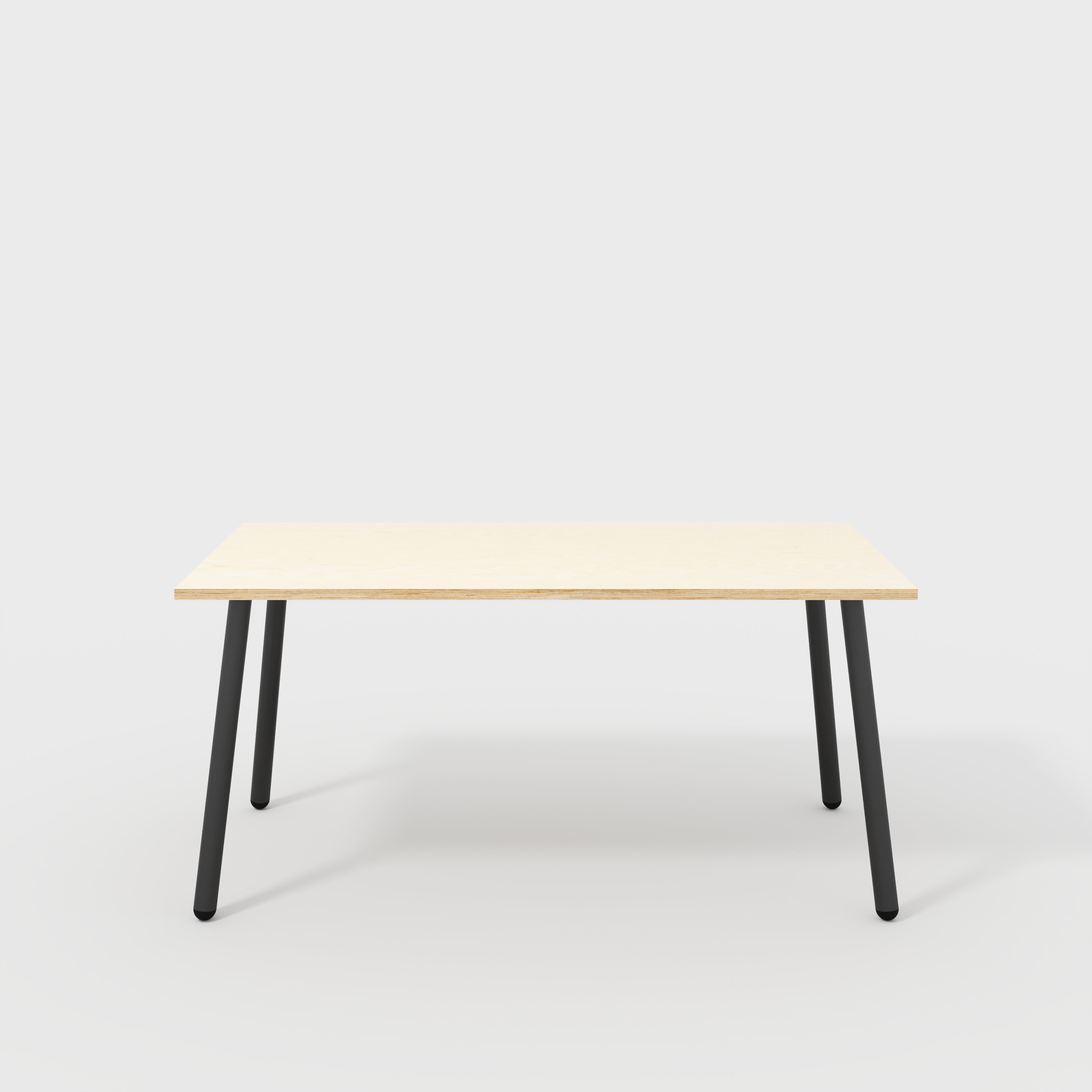 Table with Black Round Single Pin Legs - Plywood Birch - 1600(w) x 800(d) x 735(h)