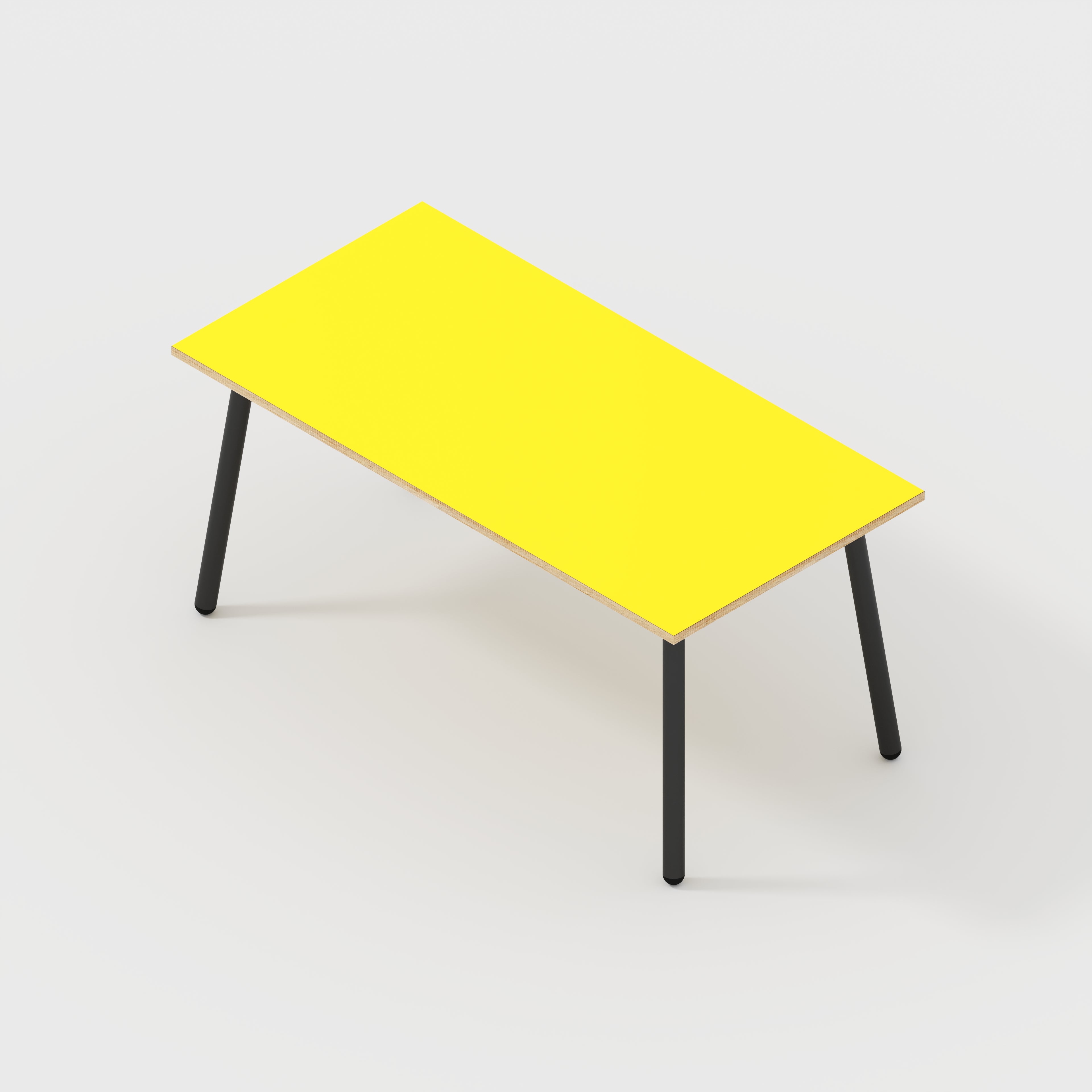 Table with Black Round Single Pin Legs - Formica Chrome Yellow - 1600(w) x 735(h)
