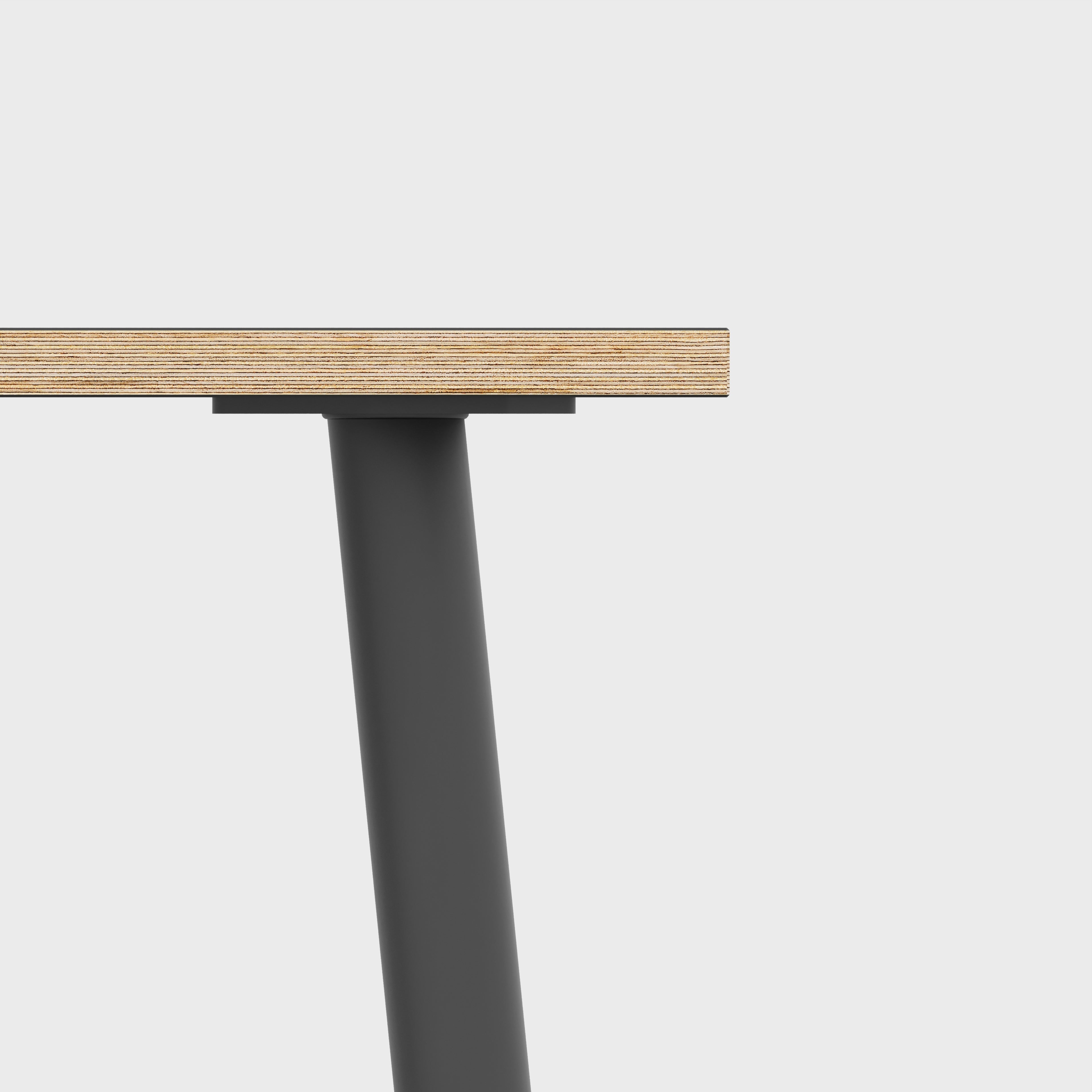 Table with Black Round Single Pin Legs - Plywood Oak - 1600(w) x 800(d) x 735(h)
