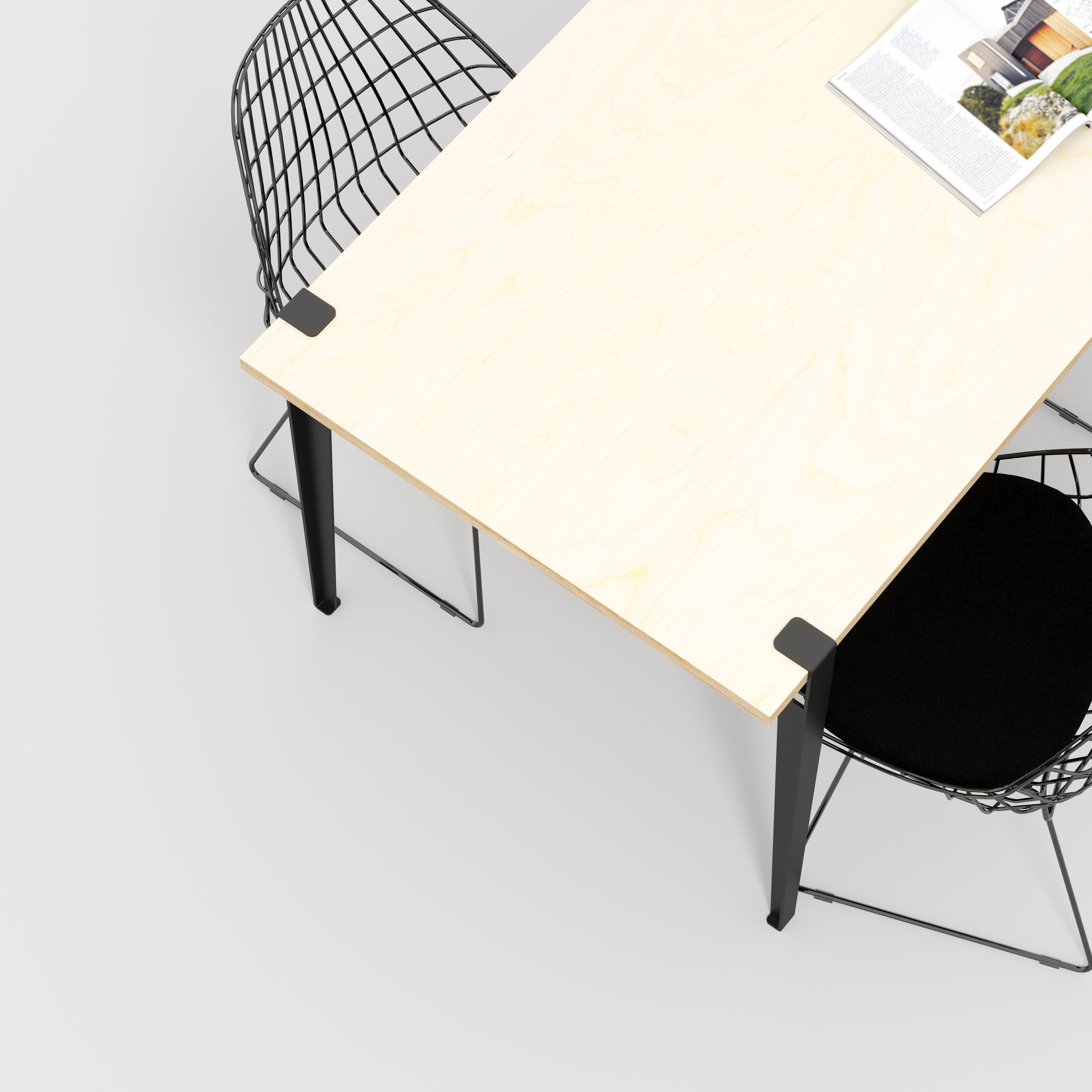 Table with Black Tiptoe Legs - Plywood Birch - 1600(w) x 800(d) x 750(h)