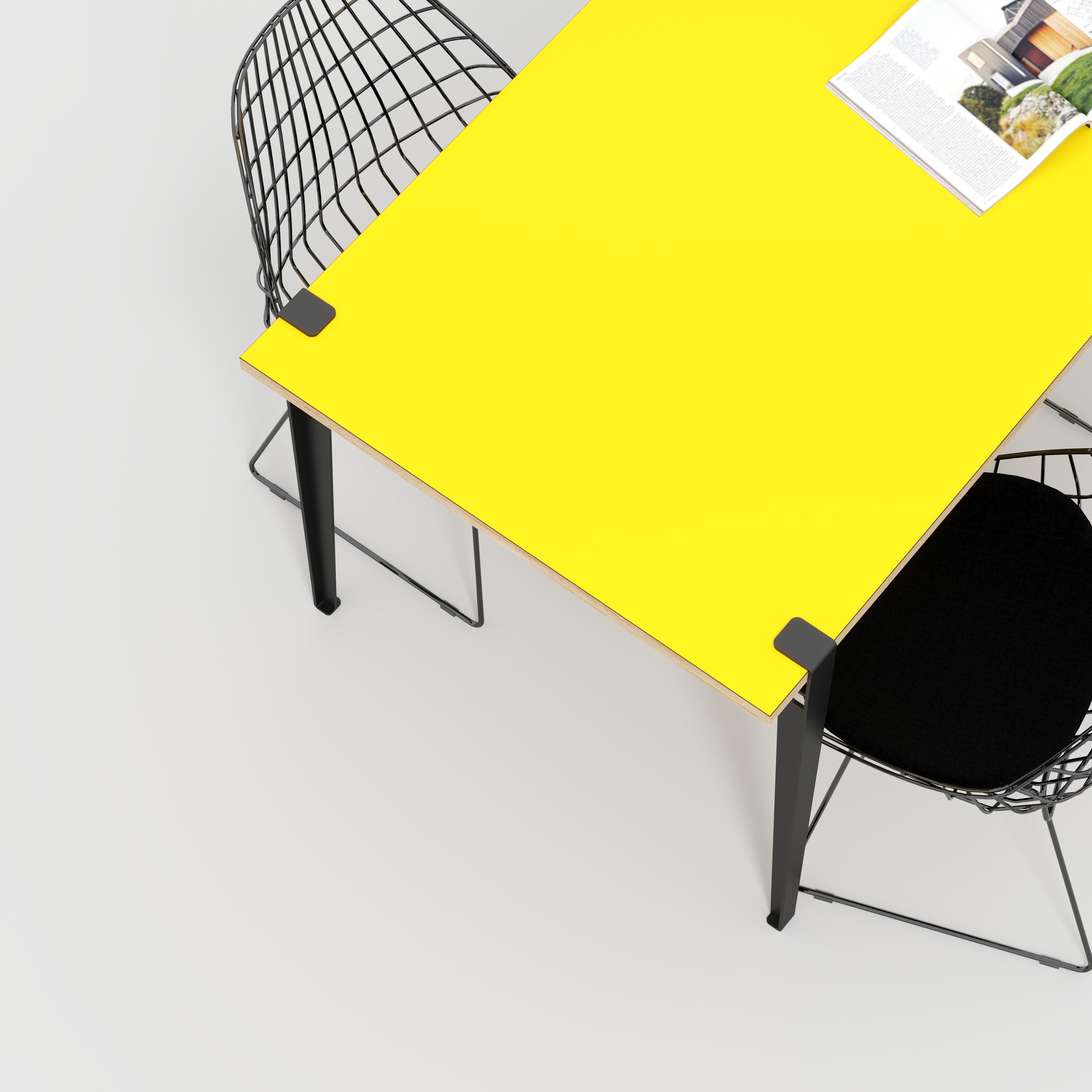 Table with Black Tiptoe Legs - Formica Chrome Yellow - 1600(w) x 800(d) x 750(h)