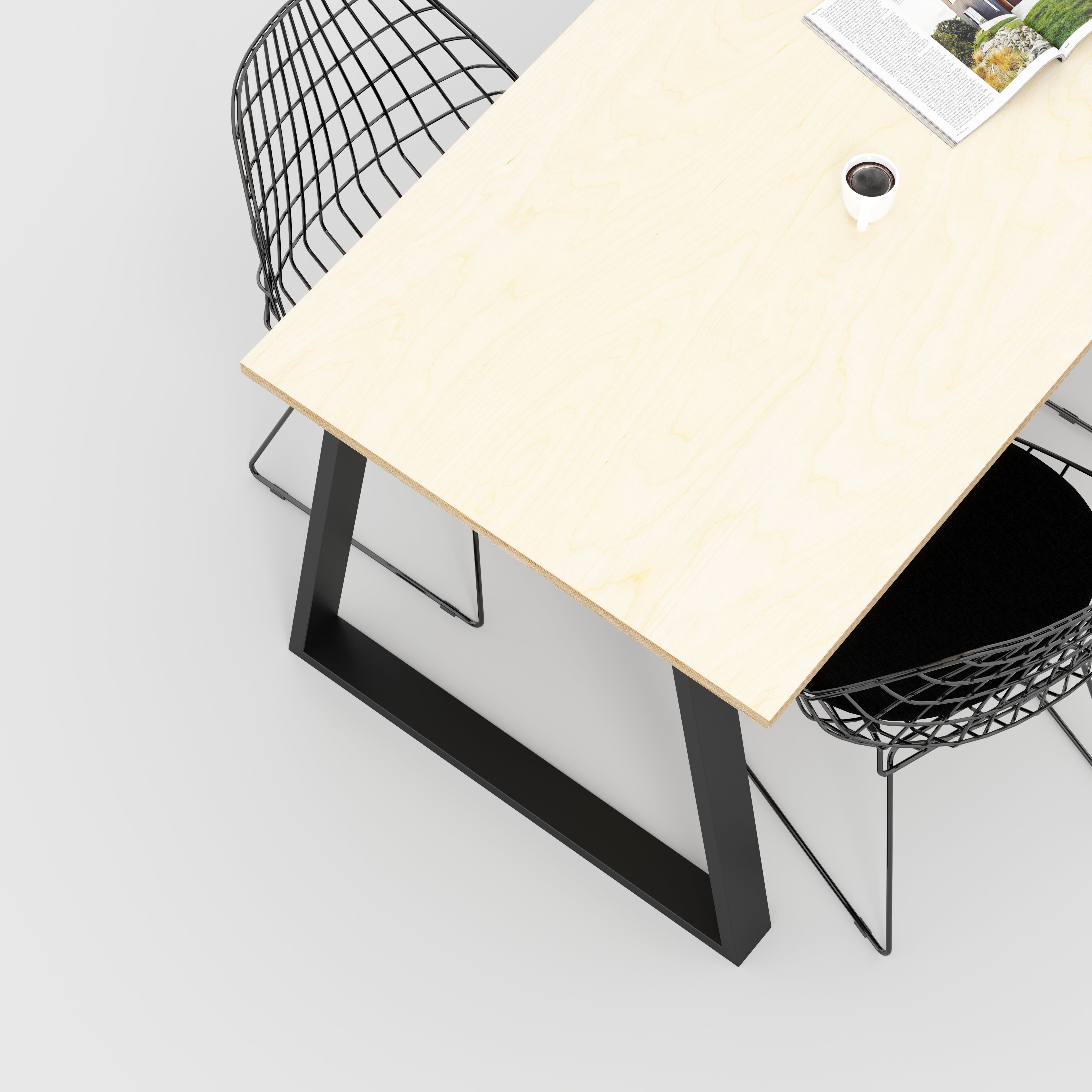Custom Plywood Table with Trapezium Industrial Legs