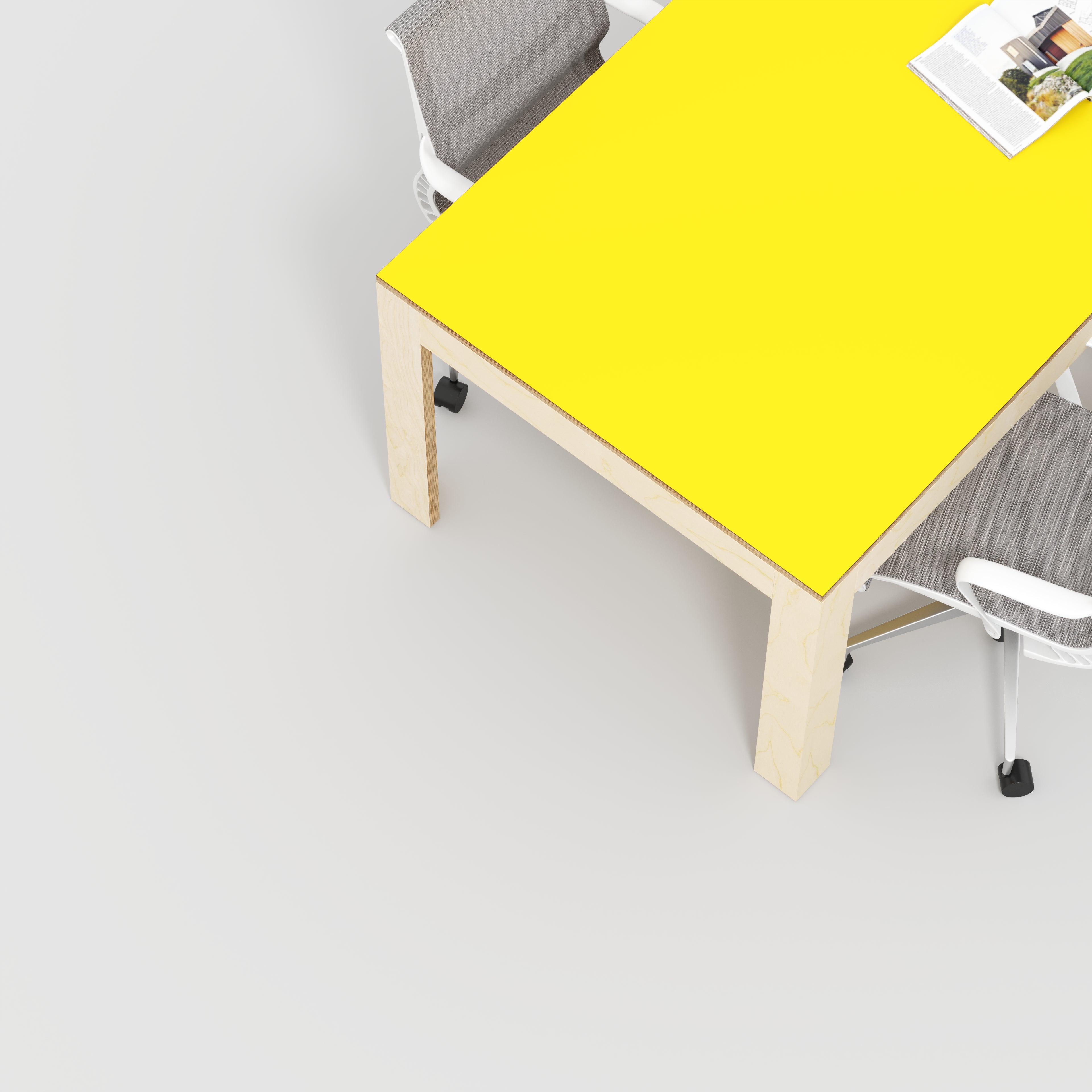 Table with Solid Frame - Formica Chrome Yellow - 2000(w) x 1000(d) x 750(h)