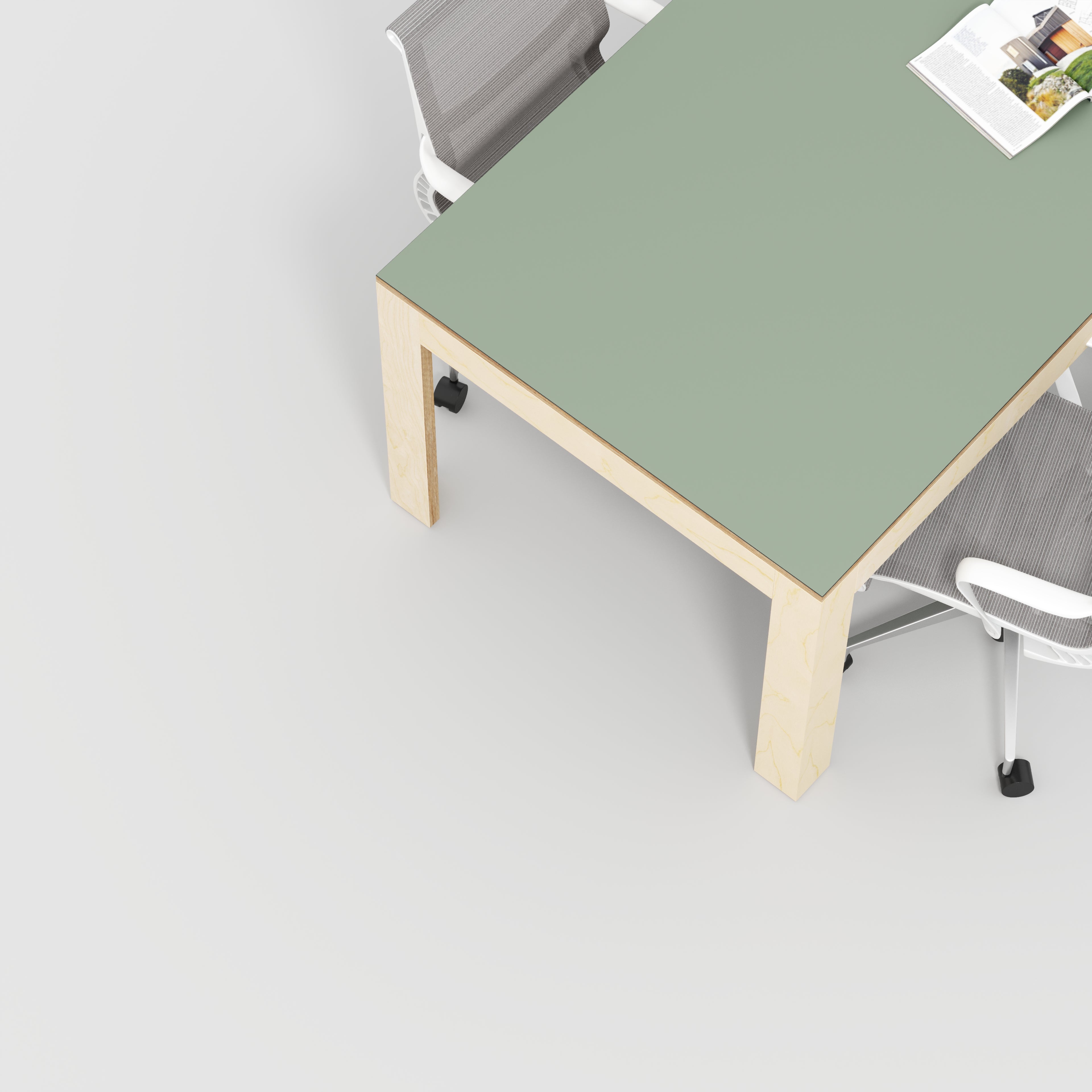 Table with Solid Frame - Formica Green Slate - 2000(w) x 1000(d) x 750(h)