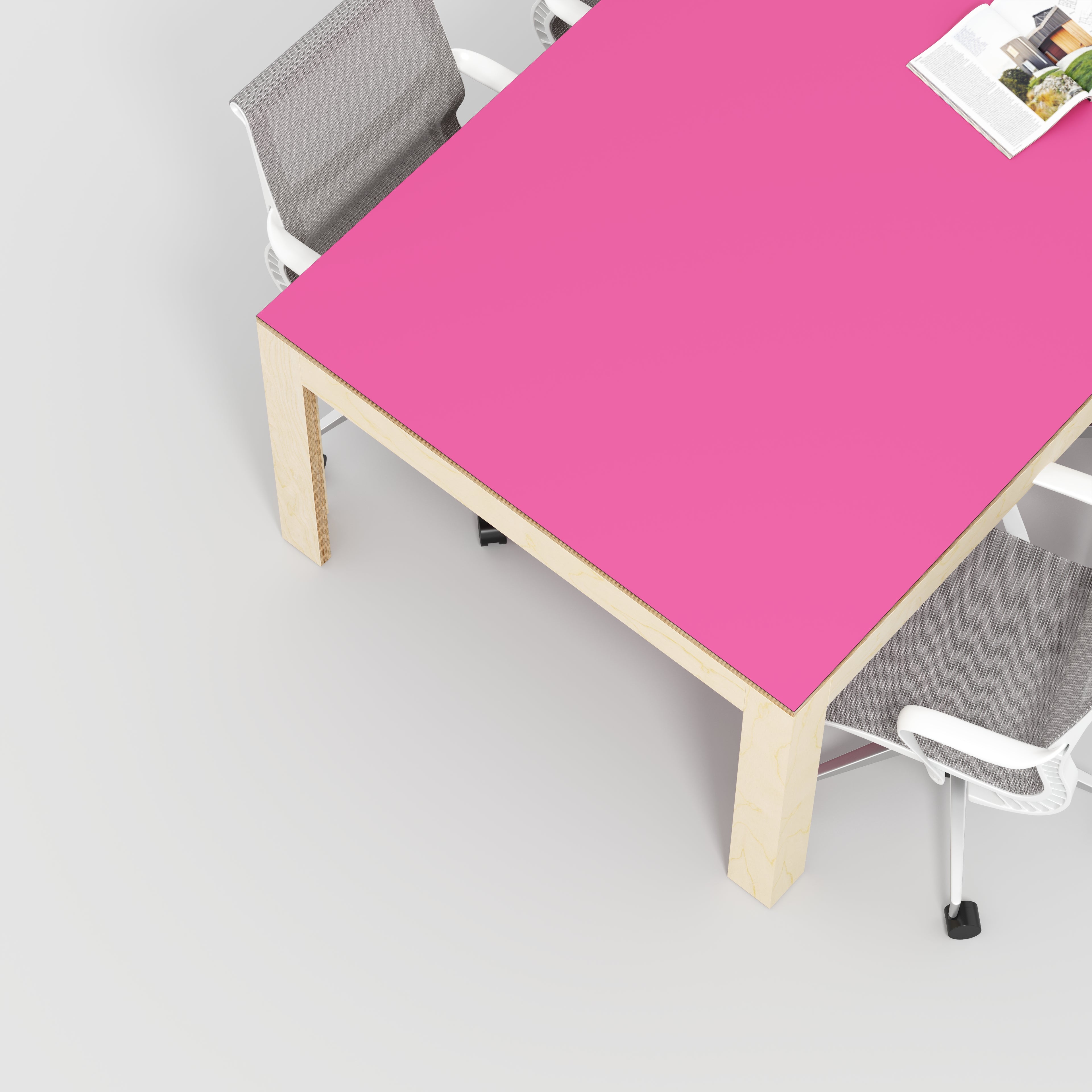 Plywood Table with Solid Frame - Formica Juicy Pink - 2400(w) x 1200(d) x 750(h)