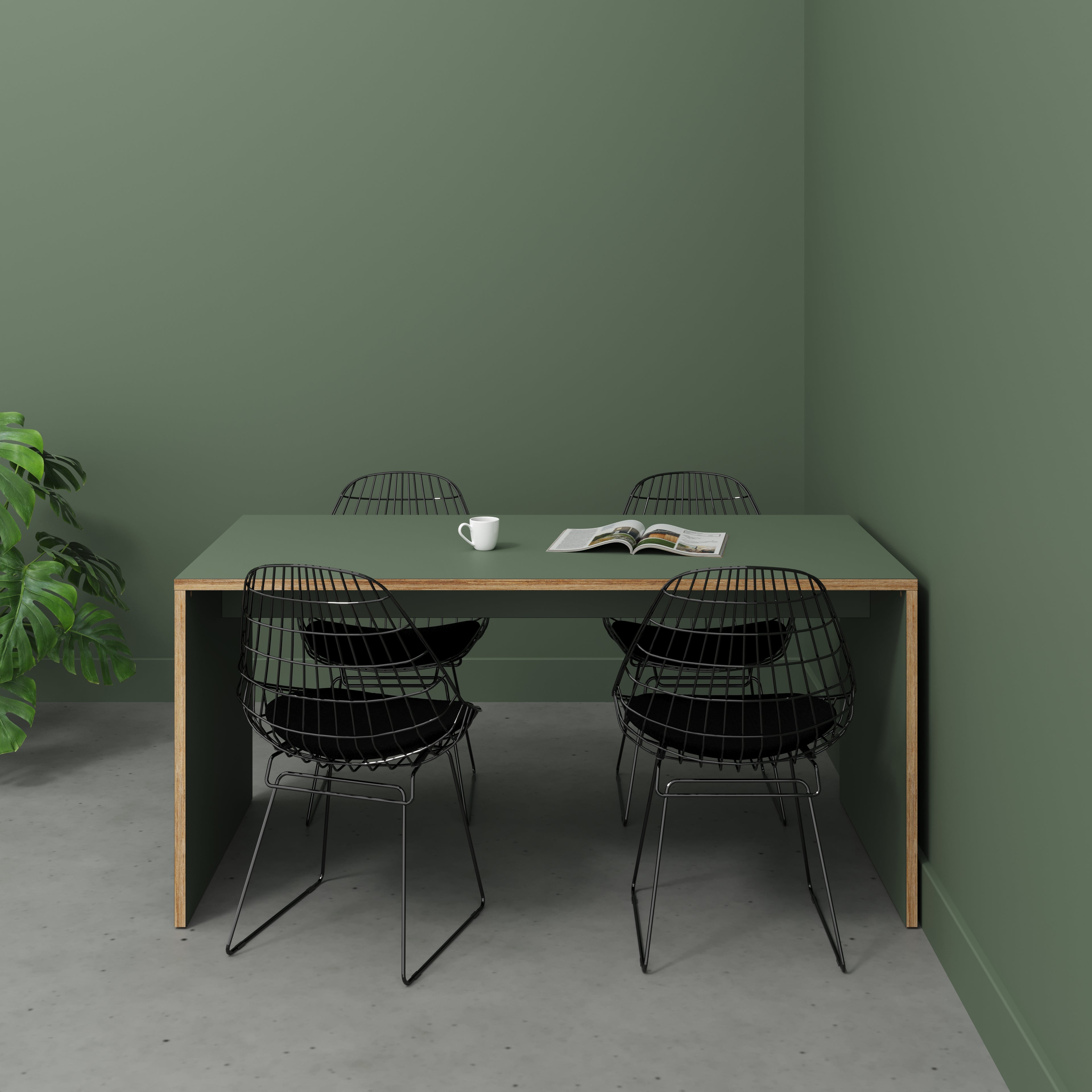 Table with Solid Sides - Formica Green Slate - 1600(w) x 800(d) x 750(h)