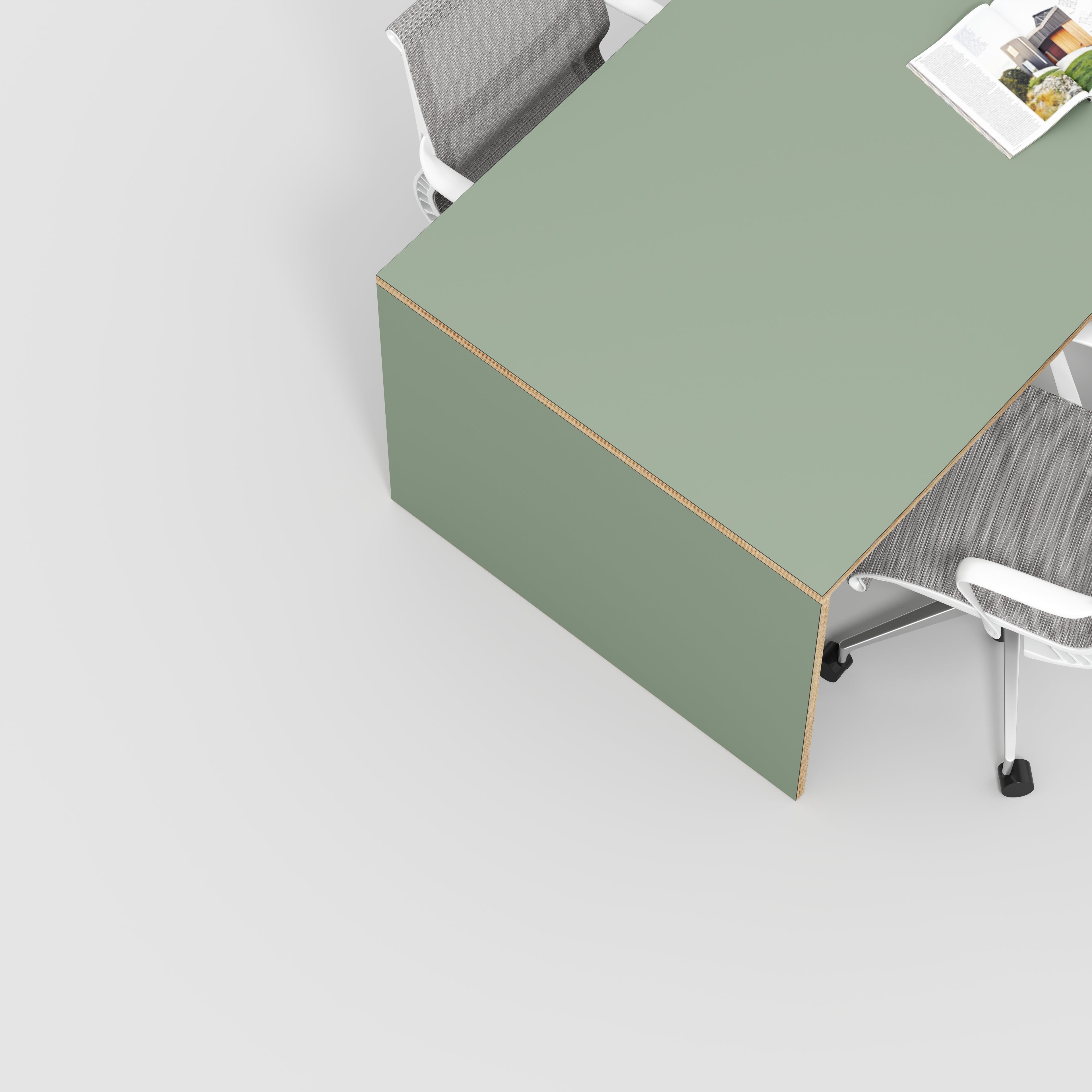 Table with Solid Sides - Formica Green Slate - 2000(w) x 1000(d) x 750(h)
