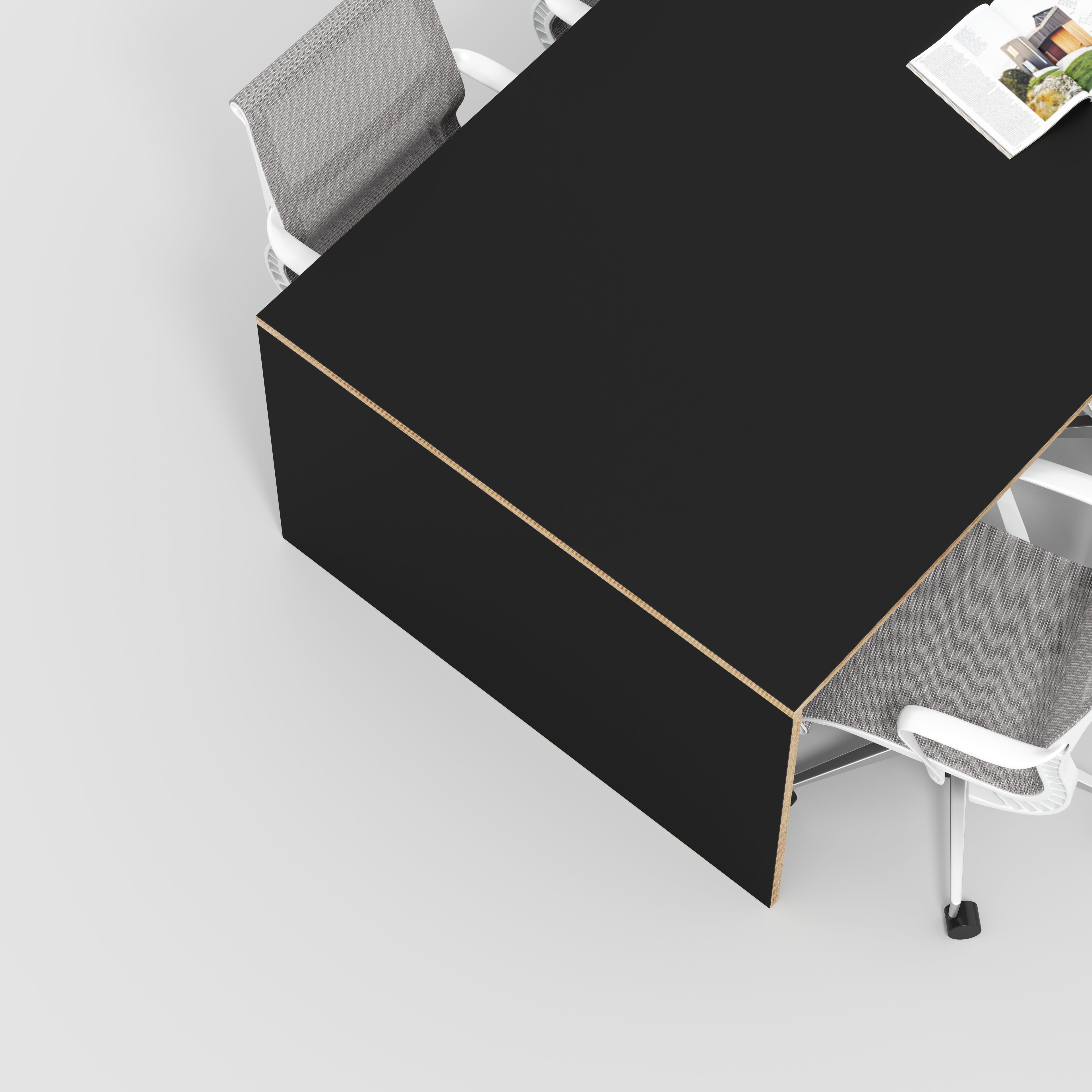 Plywood Table with Solid Sides - Formica Diamond Black - 4000(w) x 1000(d) x 750(h)