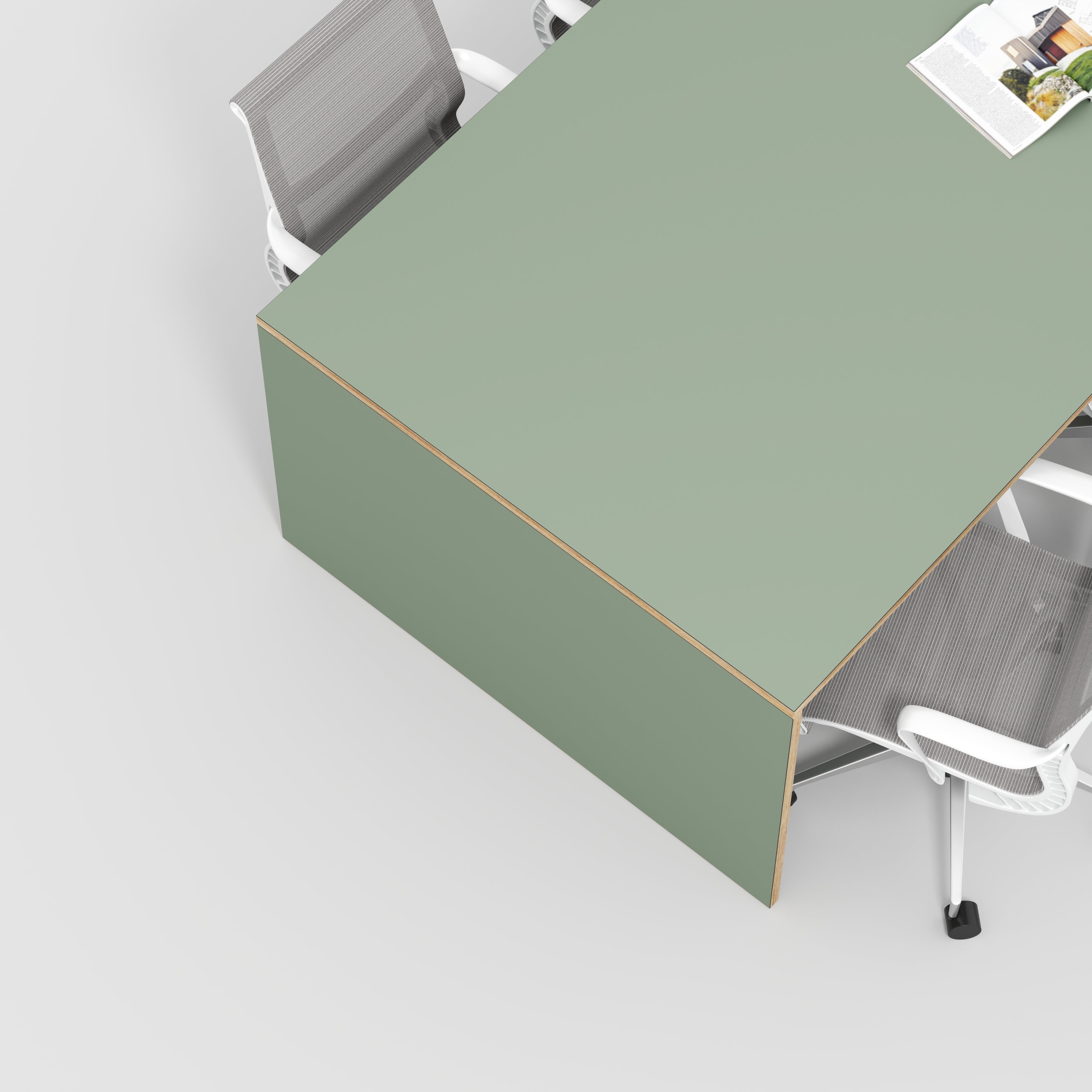 Table with Solid Sides - Formica Green Slate - 2400(w) x 1200(d) x 750(h)