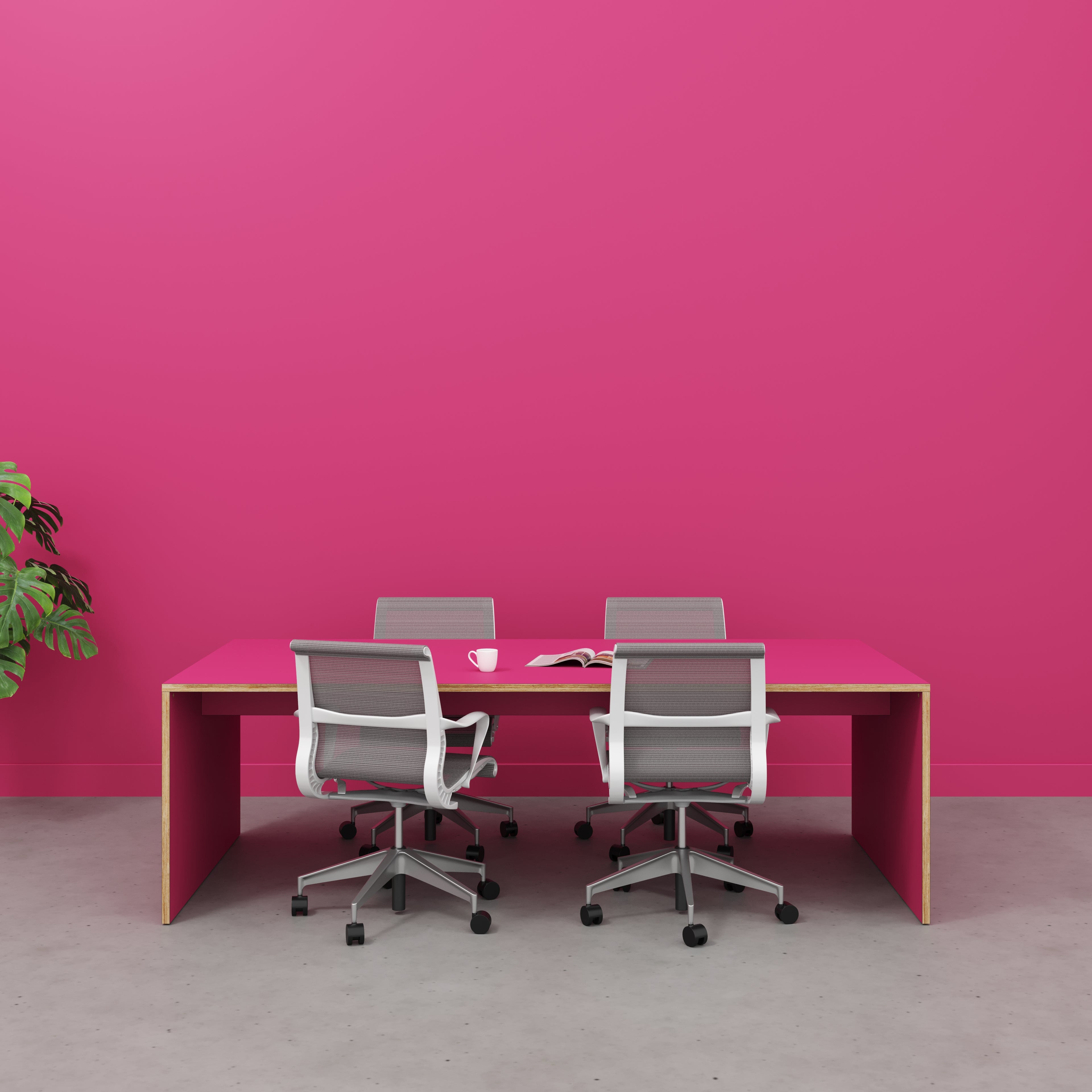 Table with Solid Sides - Formica Juicy Pink - 2400(w) x 1200(d) x 750(h)