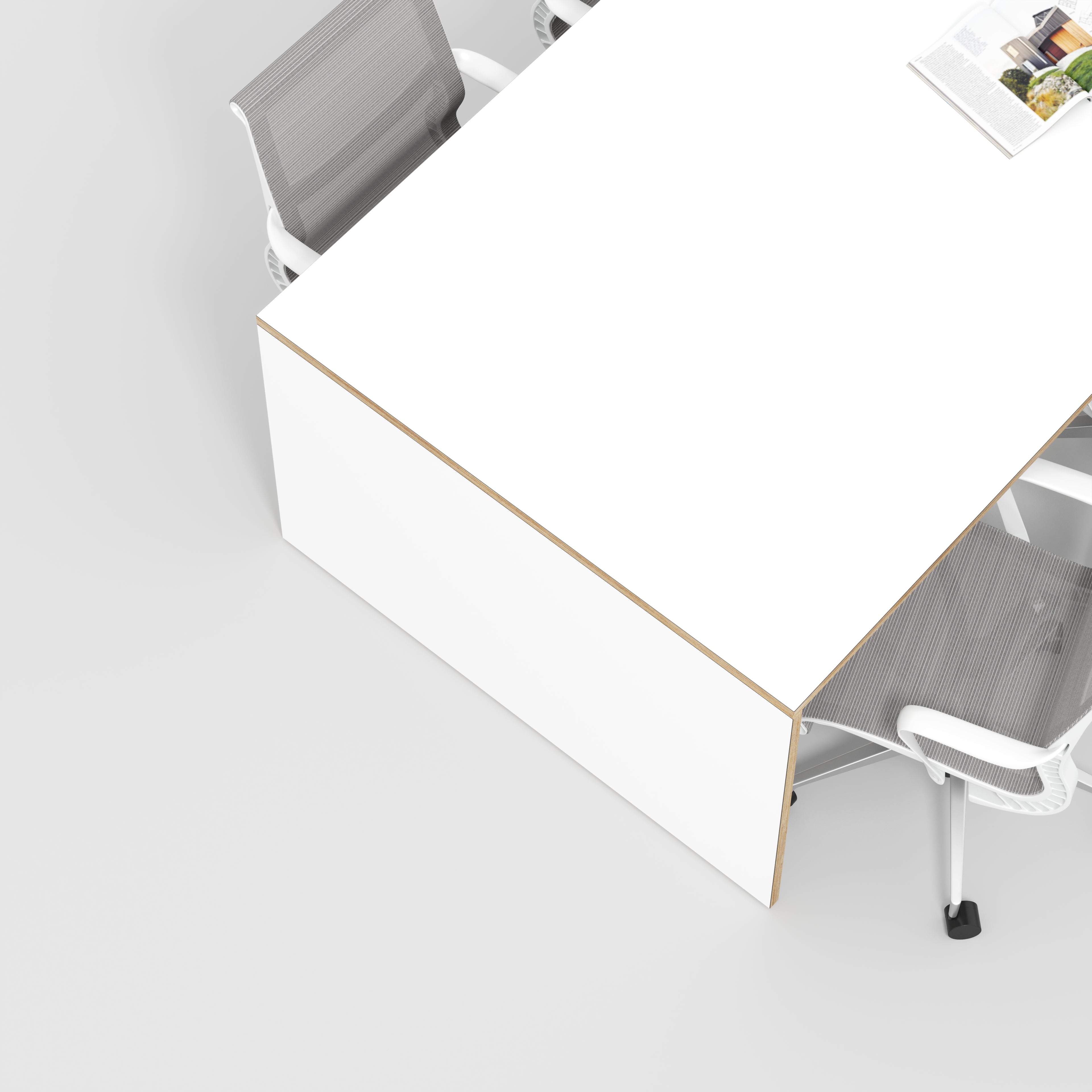 Table with Solid Sides - Formica White - 4000(w) x 1000(d) x 750(h)