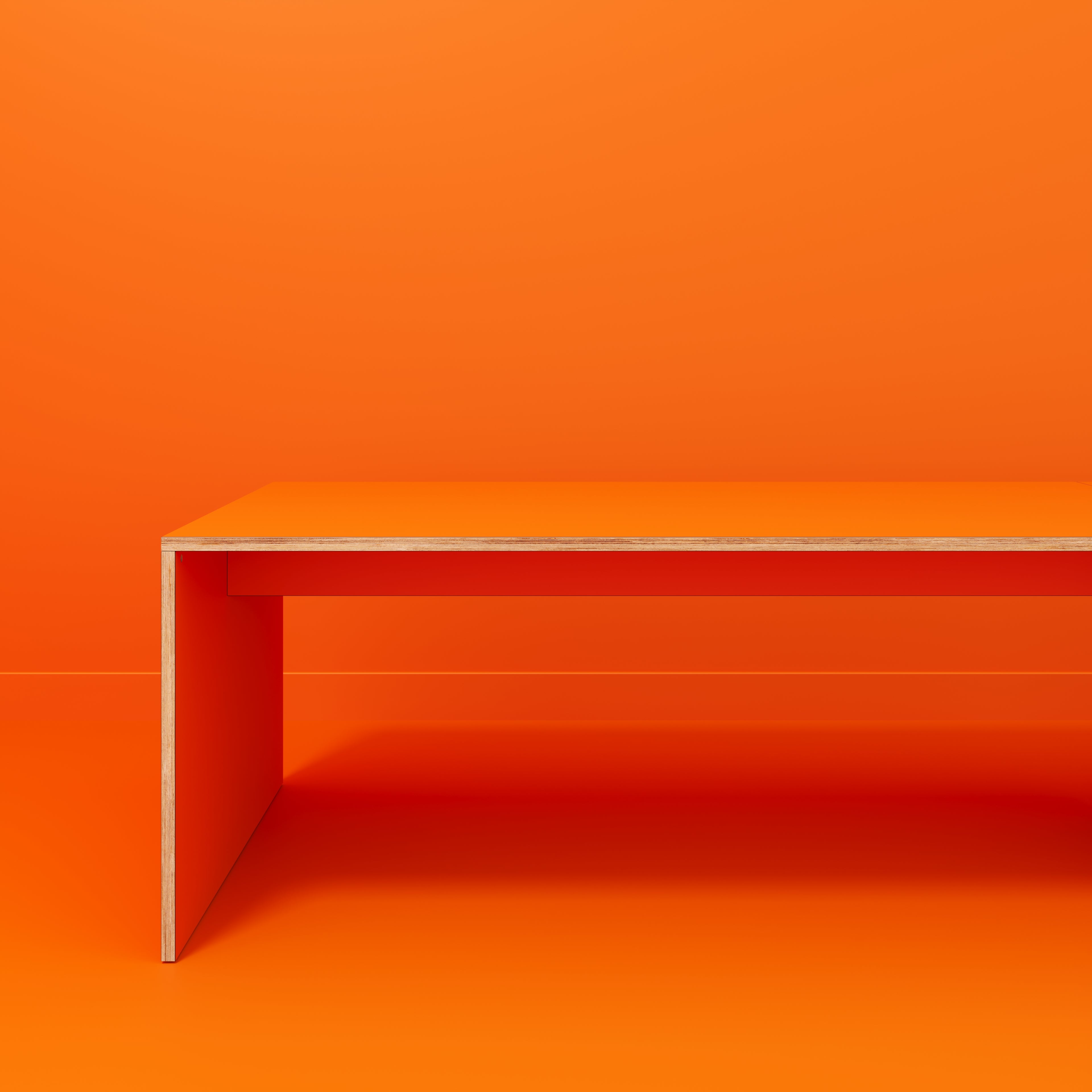 Table with Solid Sides - Formica Levante Orange - 4000(w) x 1000(d) x 735(h)