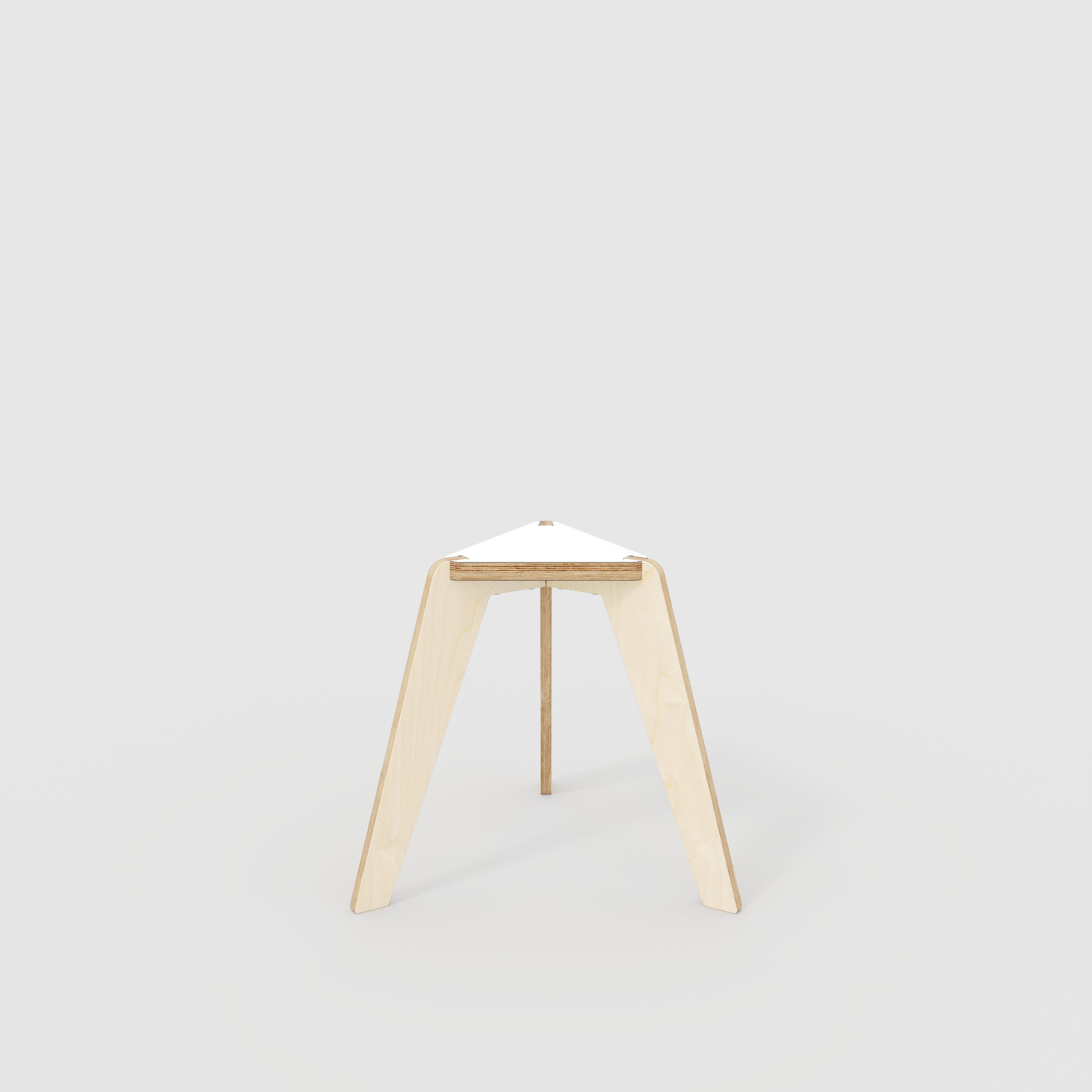 Tri Stool with Plywood Legs - Formica White - 525(w) x 450(d) x 450(h)