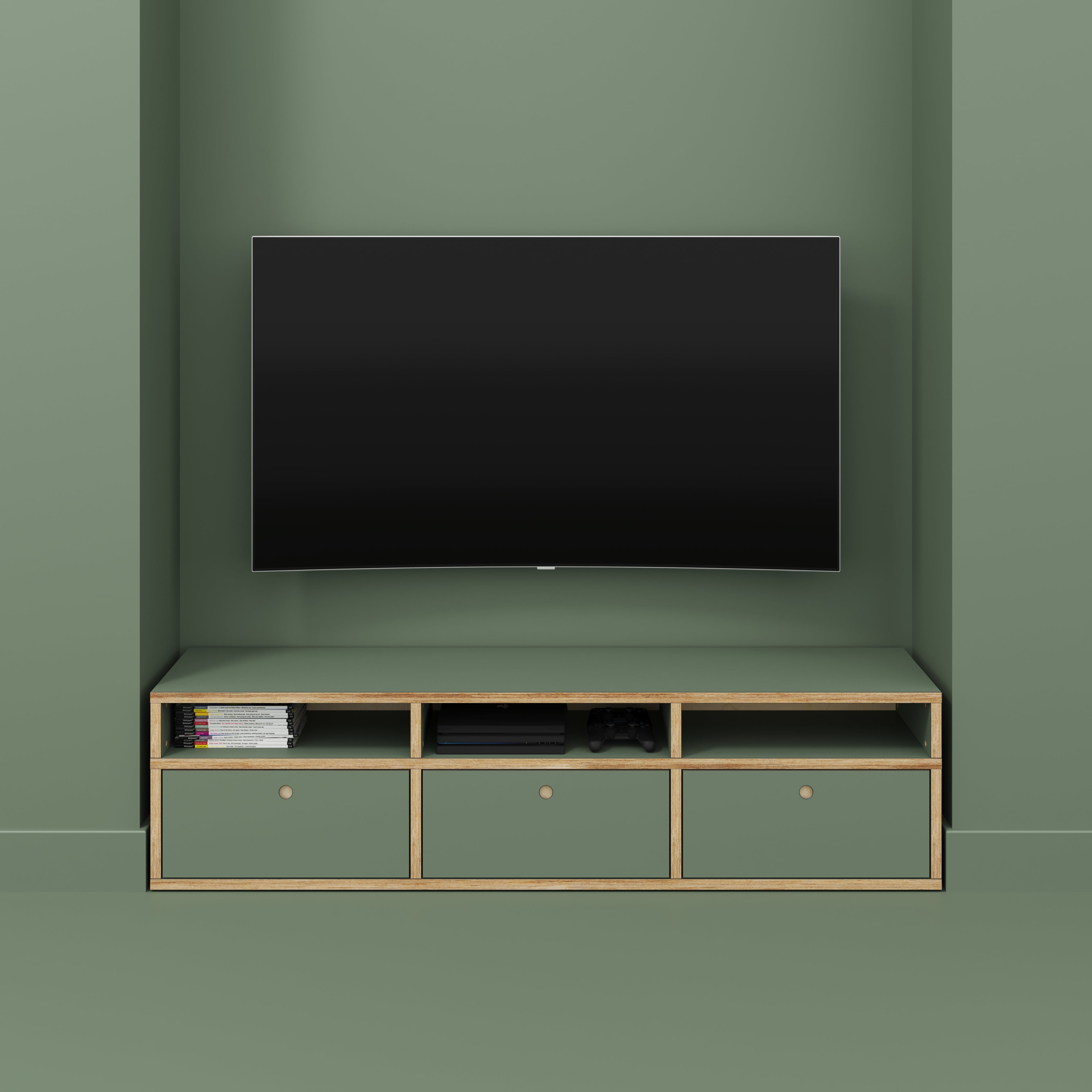 TV Entertainment Unit - Type 2 - Formica Green Slate - 1800(w) x 400(d) x 450(h)