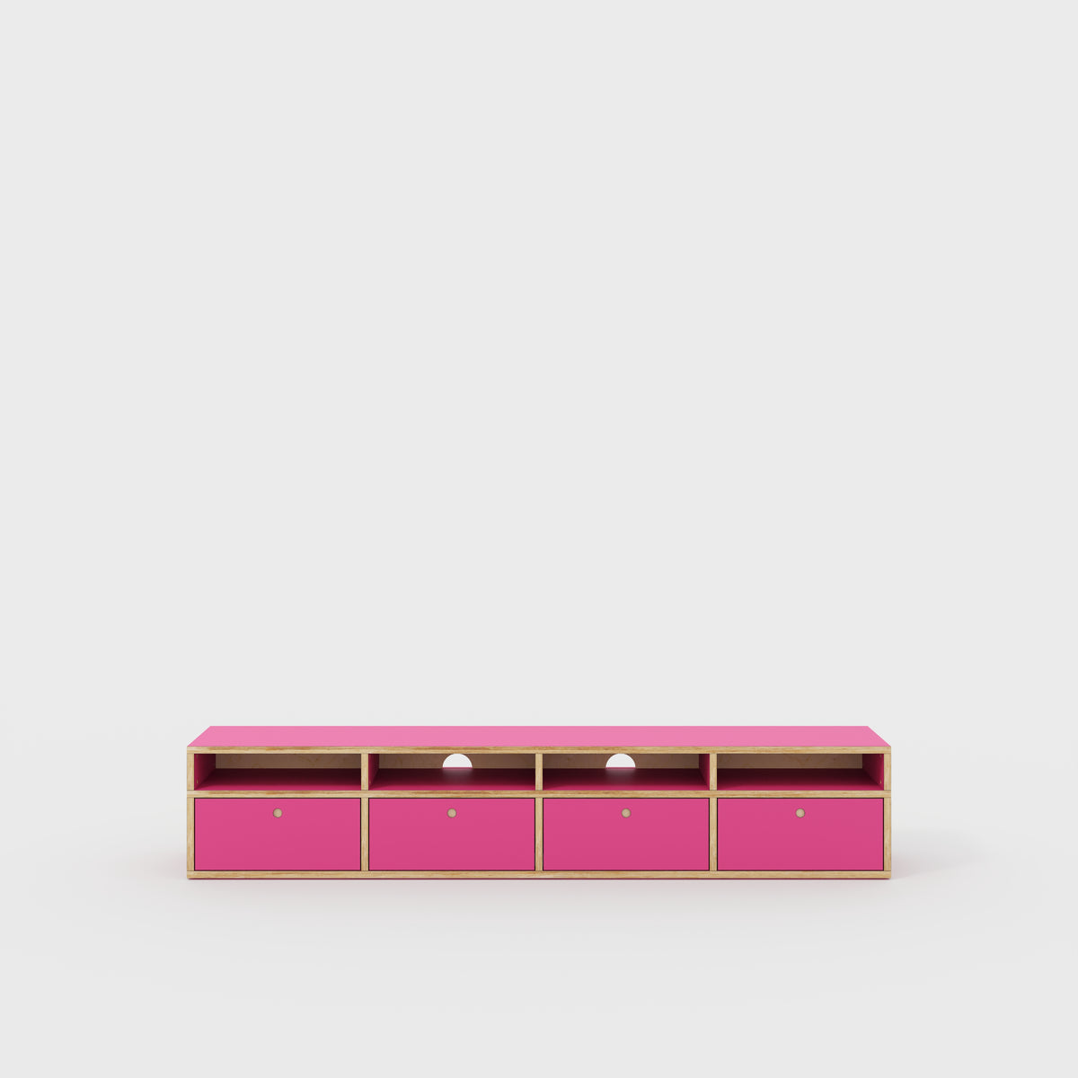 Plywood TV Entertainment Unit - Type 2 - Formica Juicy Pink - 2400(w)
