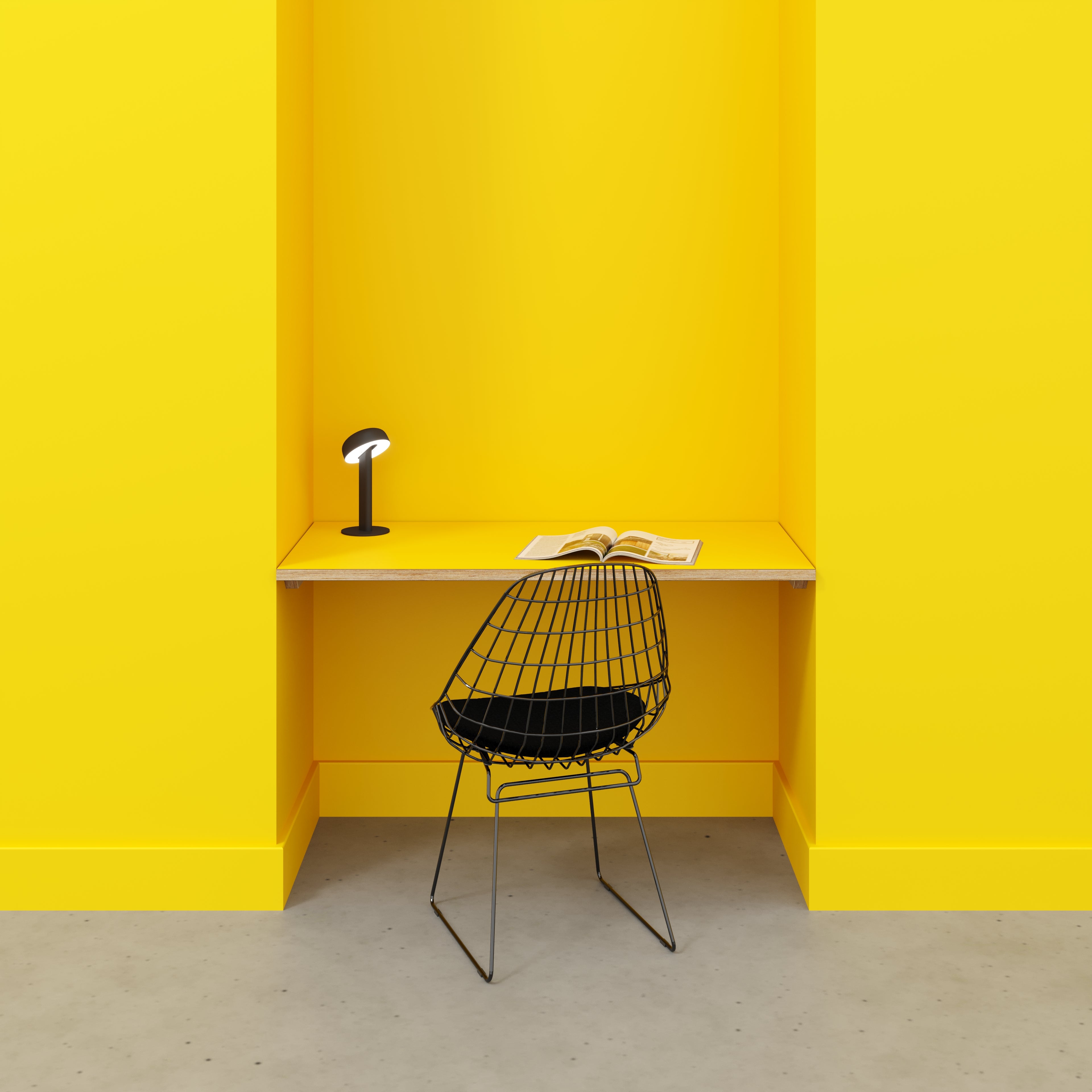 Wall Desk with Battens - Formica Chrome Yellow - 1200(w) x 600(d)