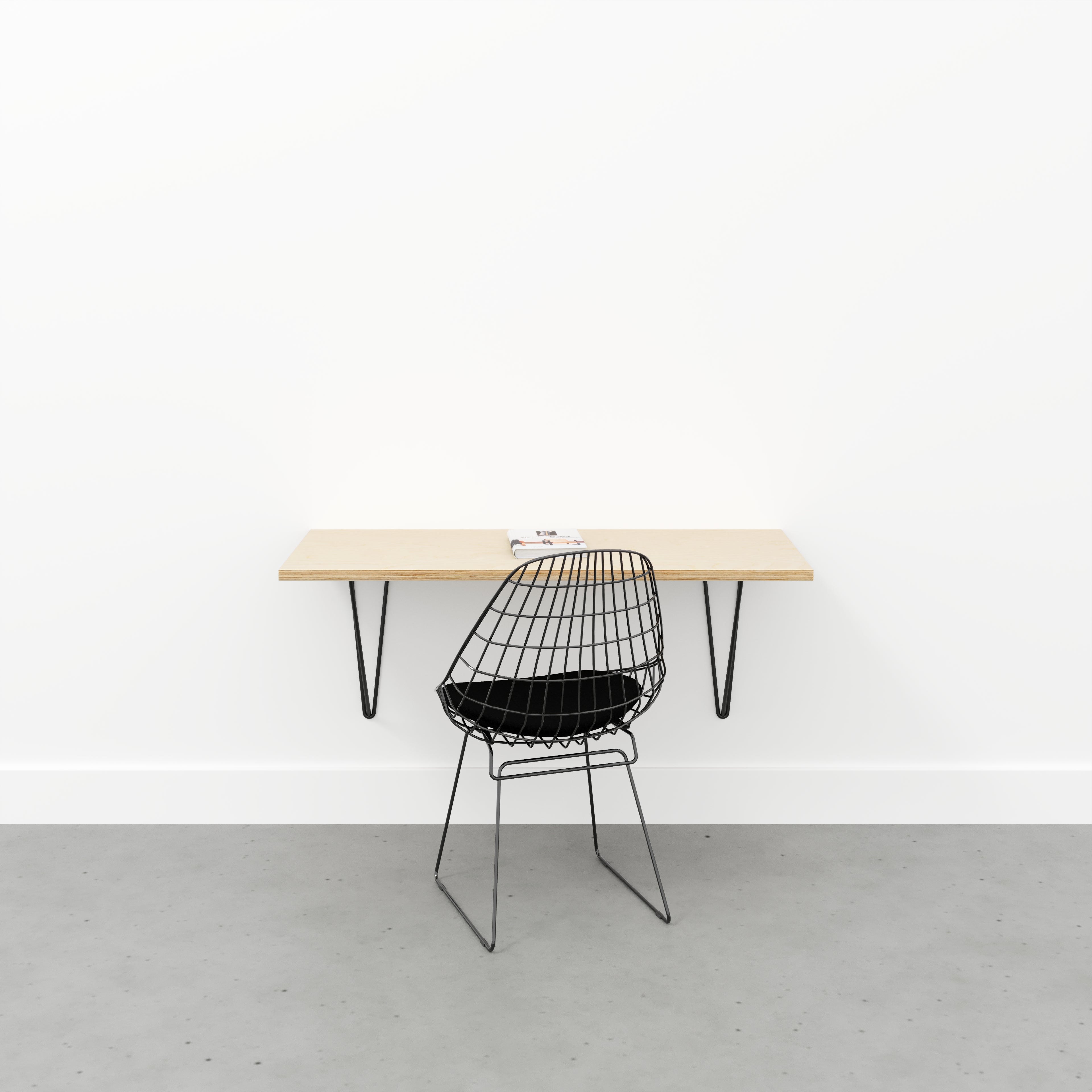 Wall Desk with Black Prism Brackets - Plywood Birch - 1200(w) x 500(d)