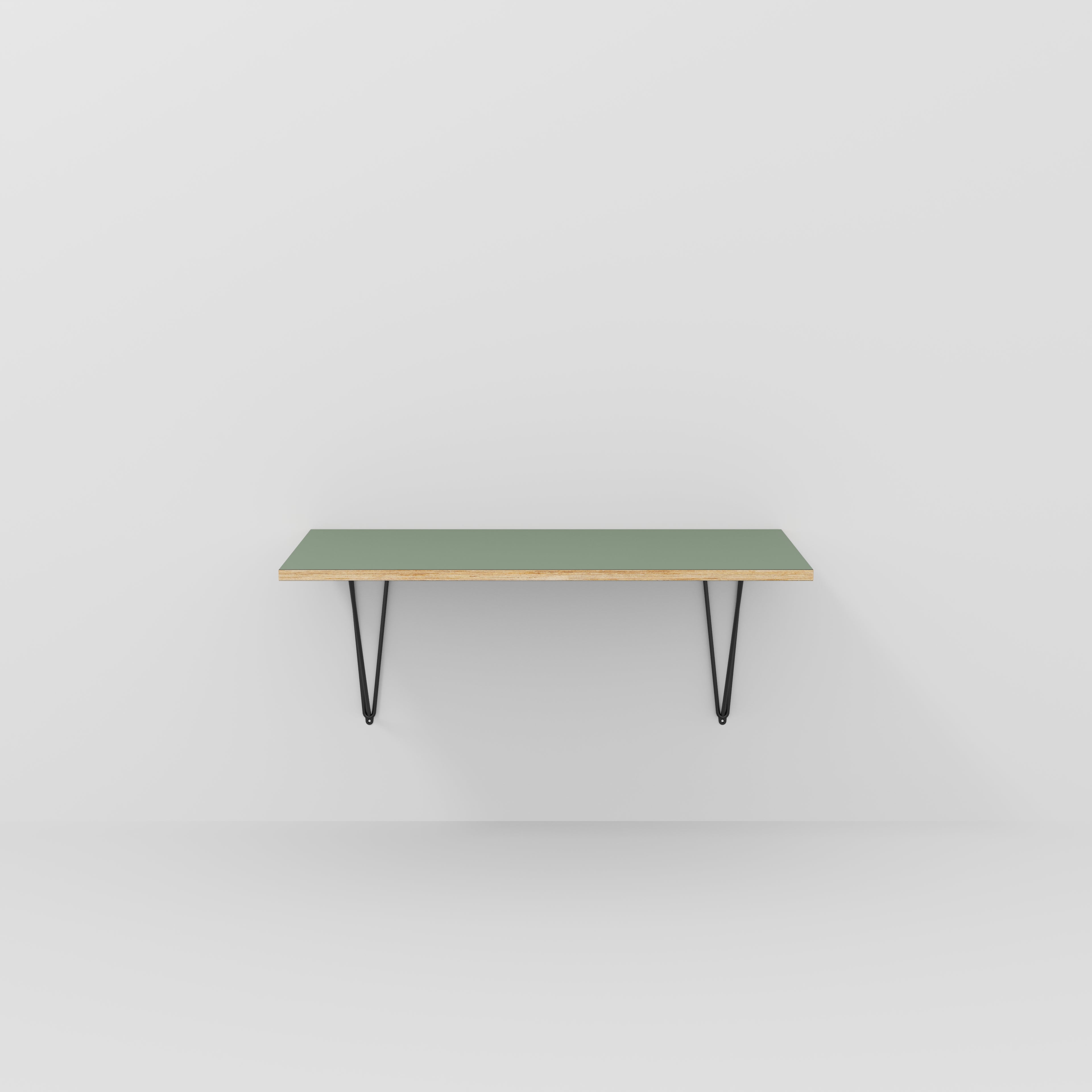 Wall Desk with Black Prism Brackets - Formica Green Slate - 1200(w) x 500(d)