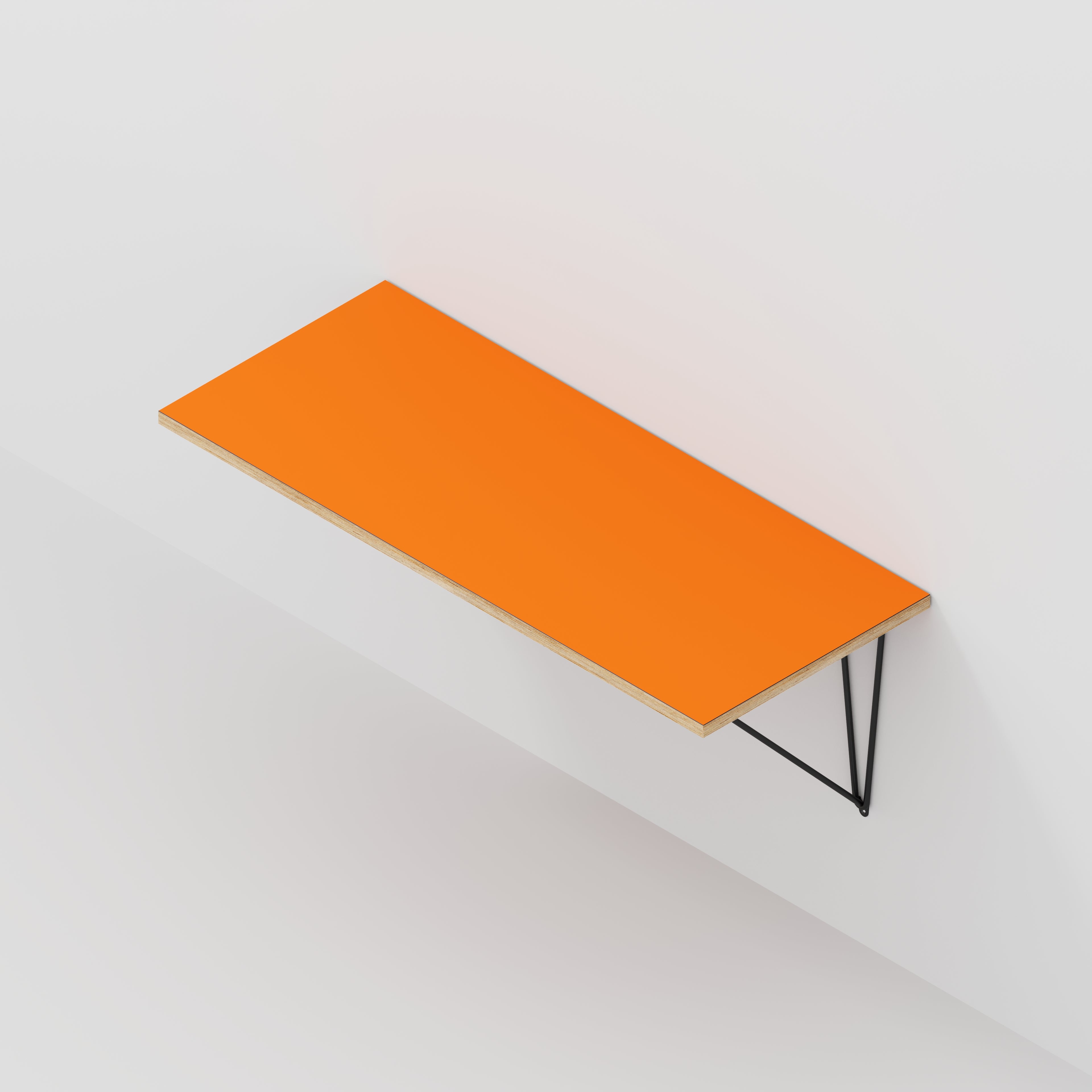 Wall Desk with Black Prism Brackets - Formica Levante Orange - 1200(w) x 500(d)