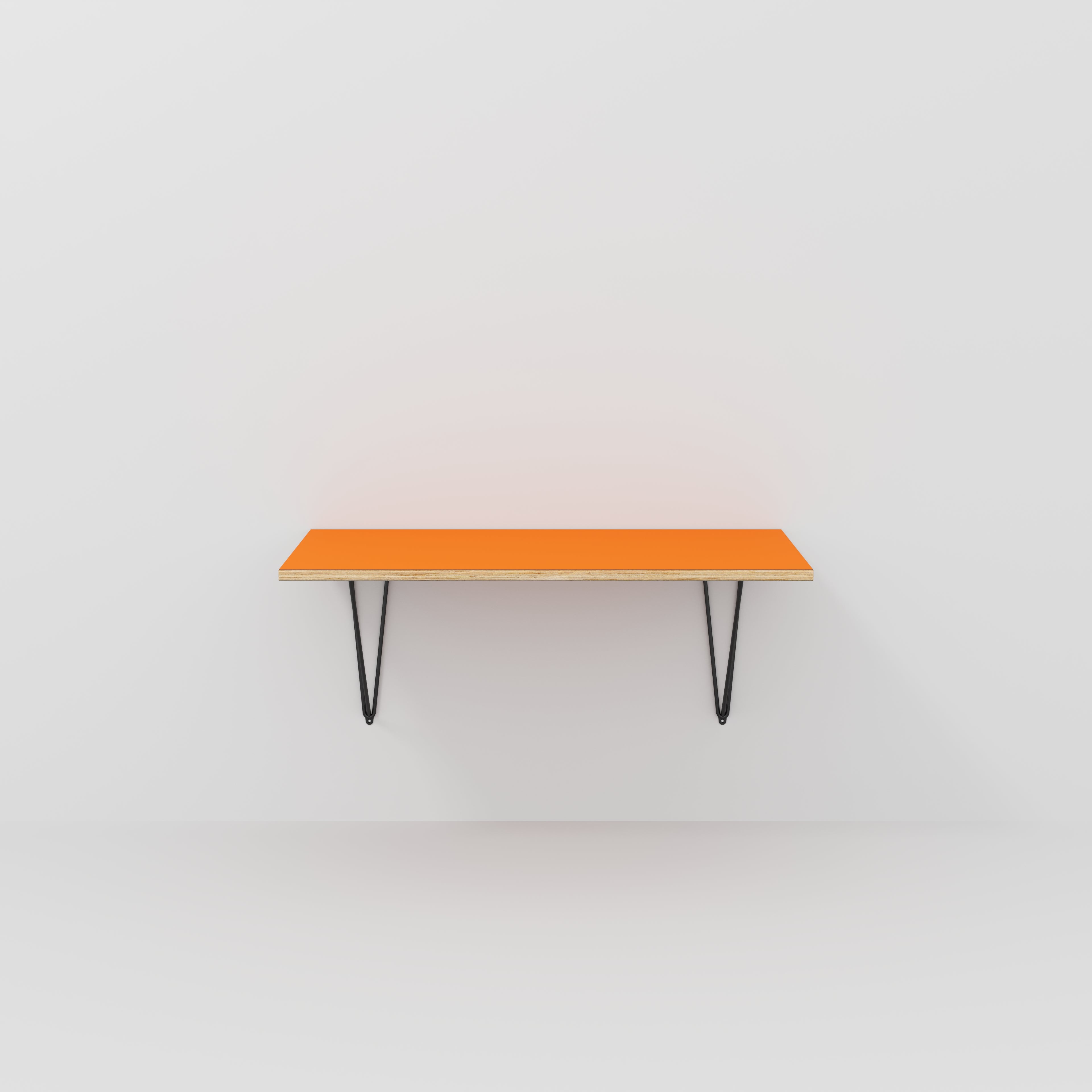 Wall Desk with Black Prism Brackets - Formica Levante Orange - 1200(w) x 500(d)