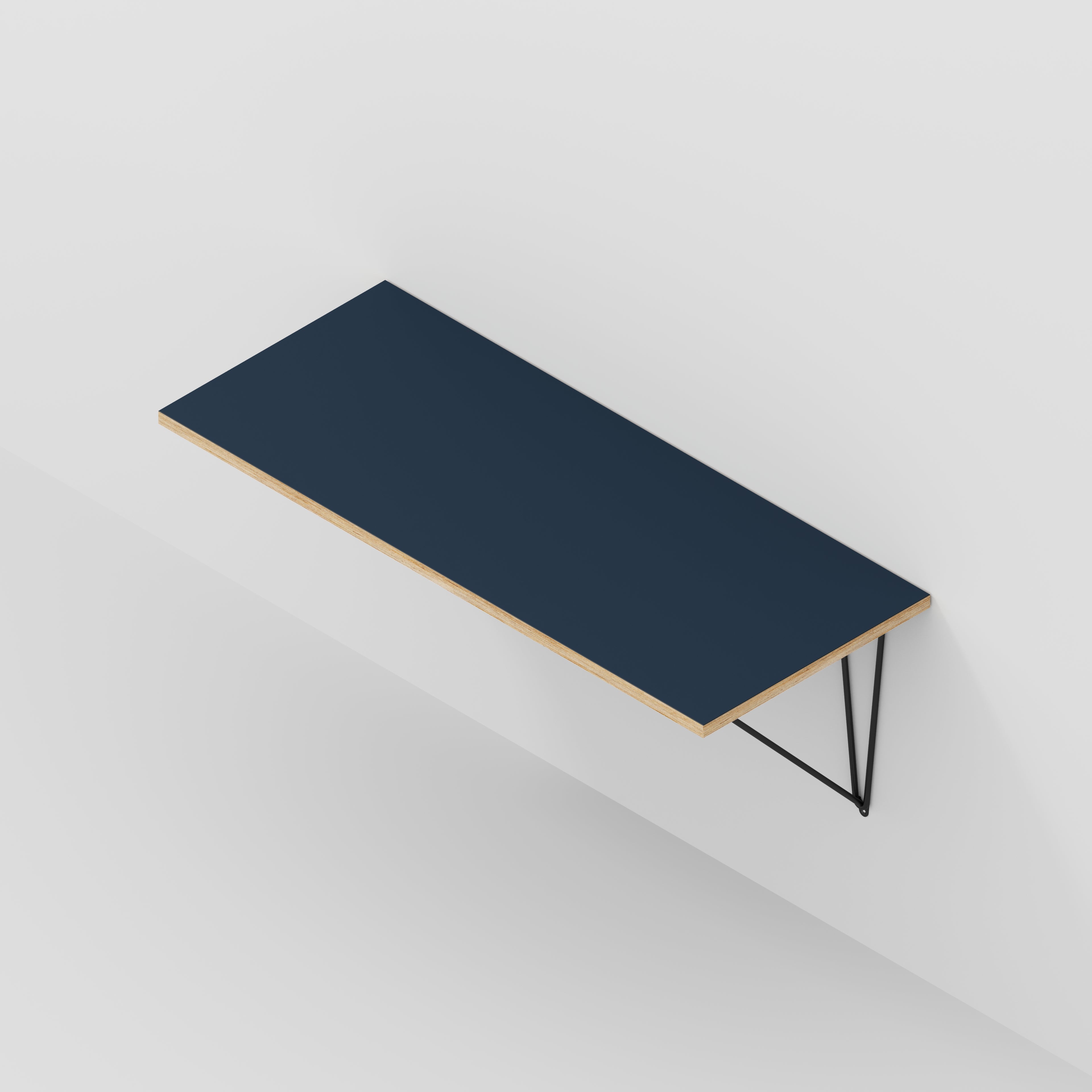 Wall Desk with Black Prism Brackets - Formica Night Sea Blue - 1200(w) x 500(d)