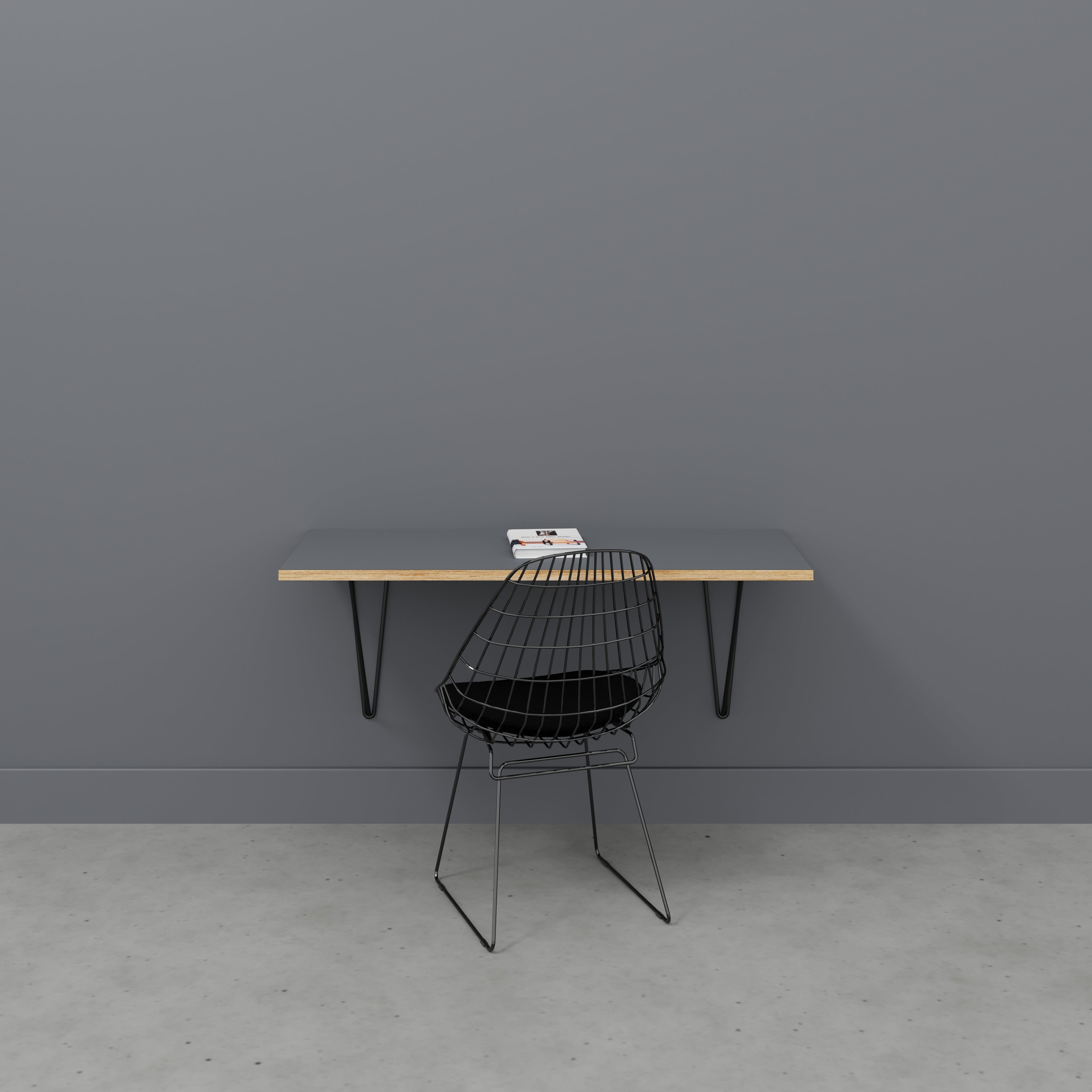 Wall Desk with Black Prism Brackets - Formica Tornado Grey - 1200(w) x 500(d)